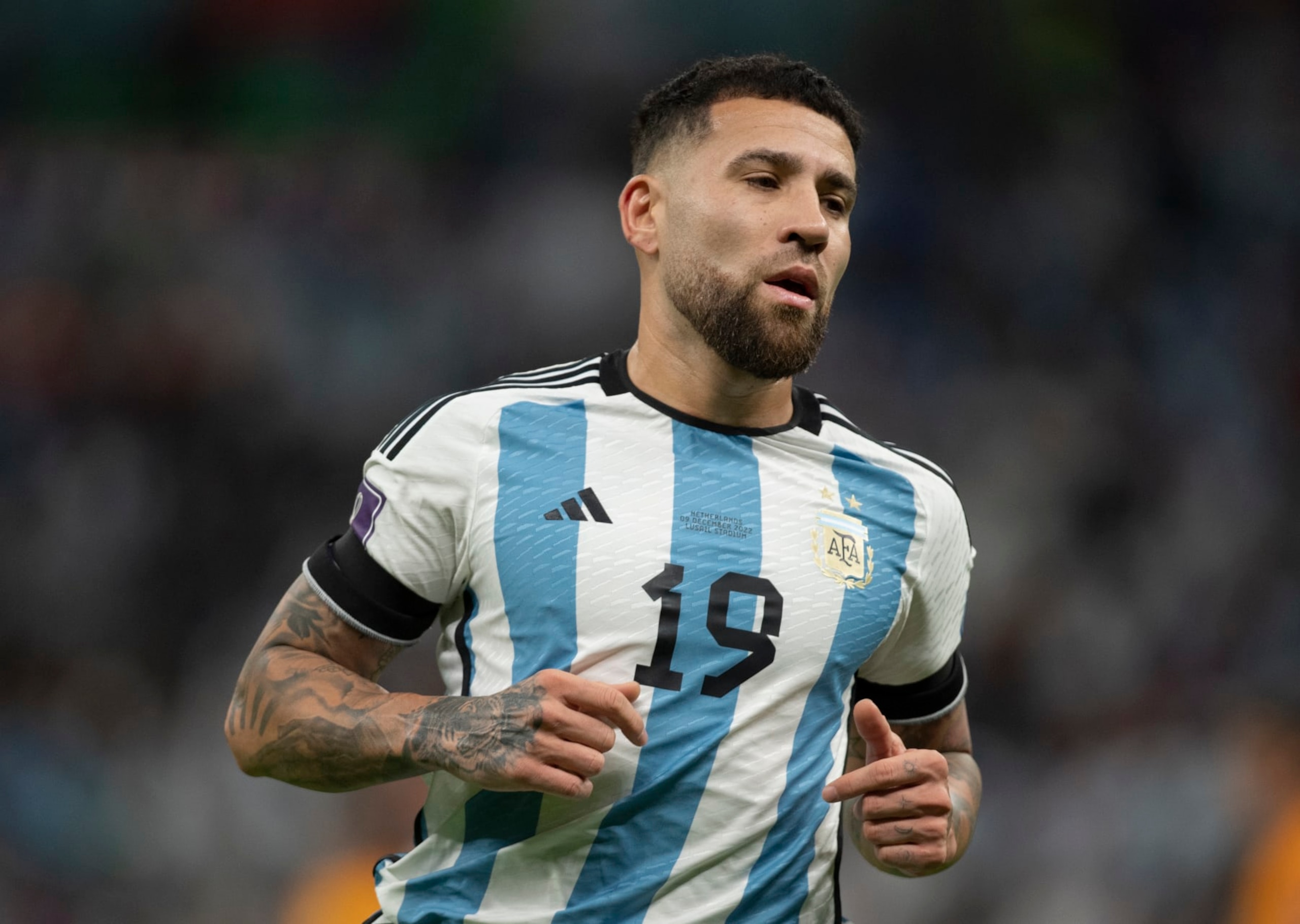 LUSAIL CITY, QATAR - DECEMBER 09: Nicolas Otamendi of Argentina in action during the FIFA World Cup Qatar 2022 quarter final match between Netherlands and Argentina at Lusail Stadium on December 9, 2022 in Lusail City, Qatar. (Photo by Visionhaus/Getty Images)