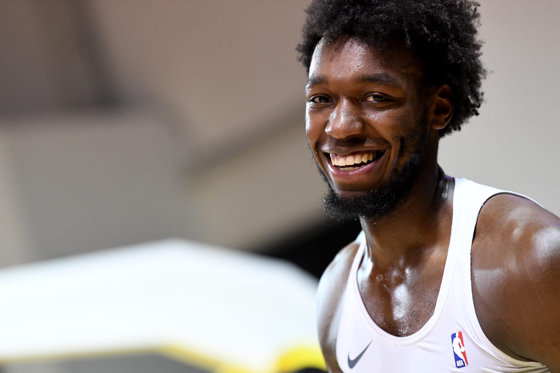 SANTA CRUZ, CA - DECEMBER 9:  James Wiseman #33 of the Santa Cruz Warriors warms up before playing against the South Bay Lakers during the NBA G-League game on December 9, 2022 at the Kaiser Permanente Arena in Santa Cruz, California. NOTE TO USER: User expressly acknowledges and agrees that, by downloading and or using this photograph, user is consenting to the terms and conditions of Getty Images License Agreement. Mandatory Copyright Notice: Copyright 2022 NBAE (Photo by Noah Graham/NBAE via Getty Images)