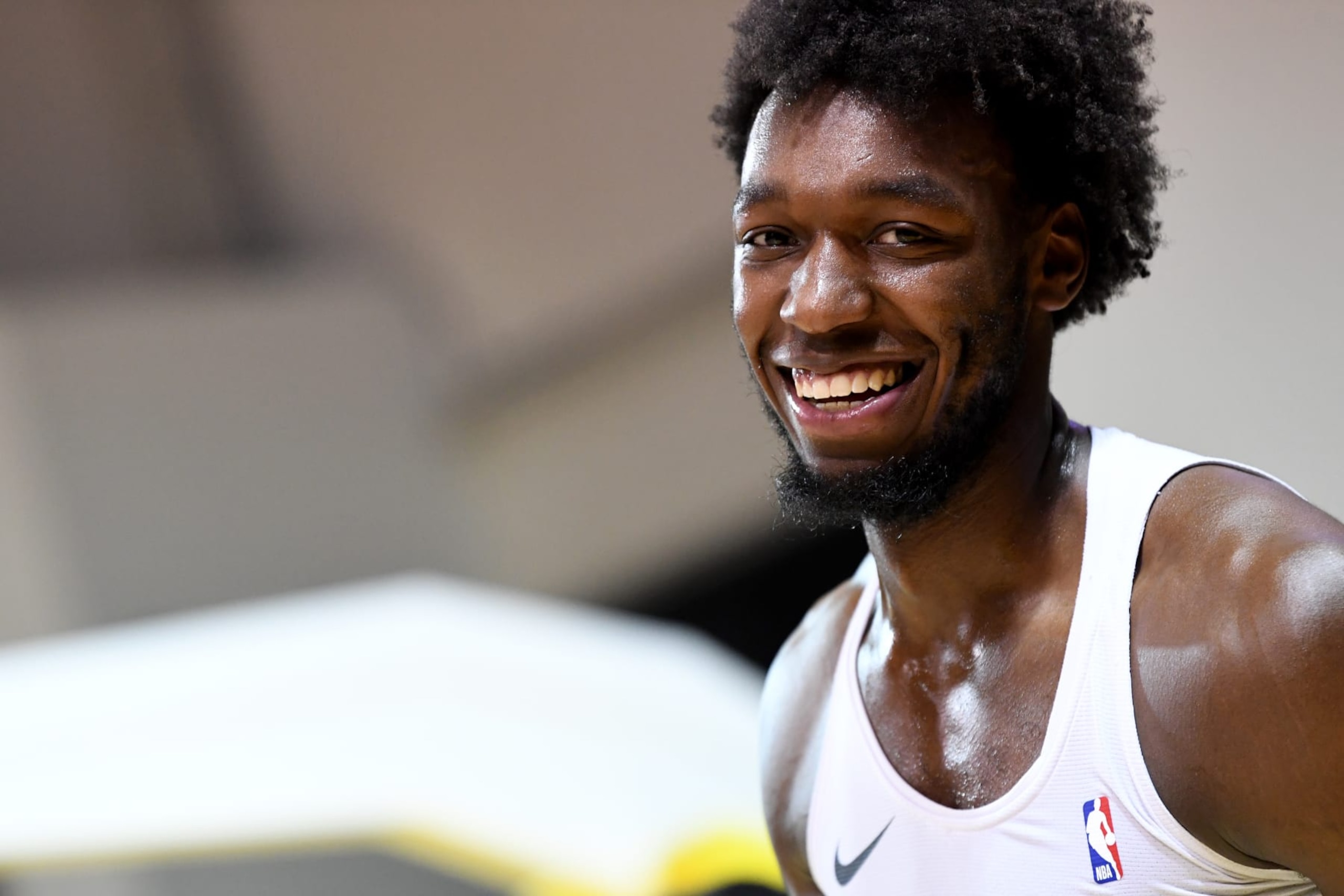 SANTA CRUZ, CA - DECEMBER 9:  James Wiseman #33 of the Santa Cruz Warriors warms up before playing against the South Bay Lakers during the NBA G-League game on December 9, 2022 at the Kaiser Permanente Arena in Santa Cruz, California. NOTE TO USER: User expressly acknowledges and agrees that, by downloading and or using this photograph, user is consenting to the terms and conditions of Getty Images License Agreement. Mandatory Copyright Notice: Copyright 2022 NBAE (Photo by Noah Graham/NBAE via Getty Images)