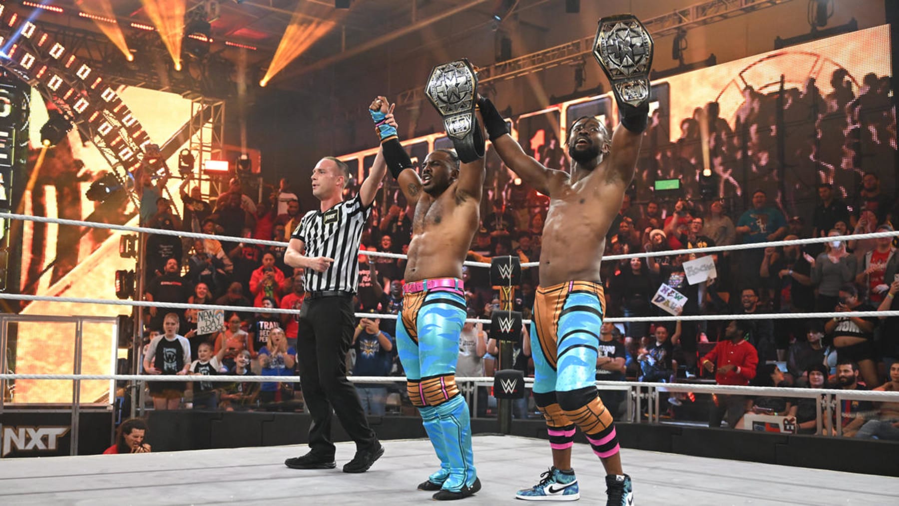 The New Day have become triple-crown tag team champions after capturing the NXT titles. 