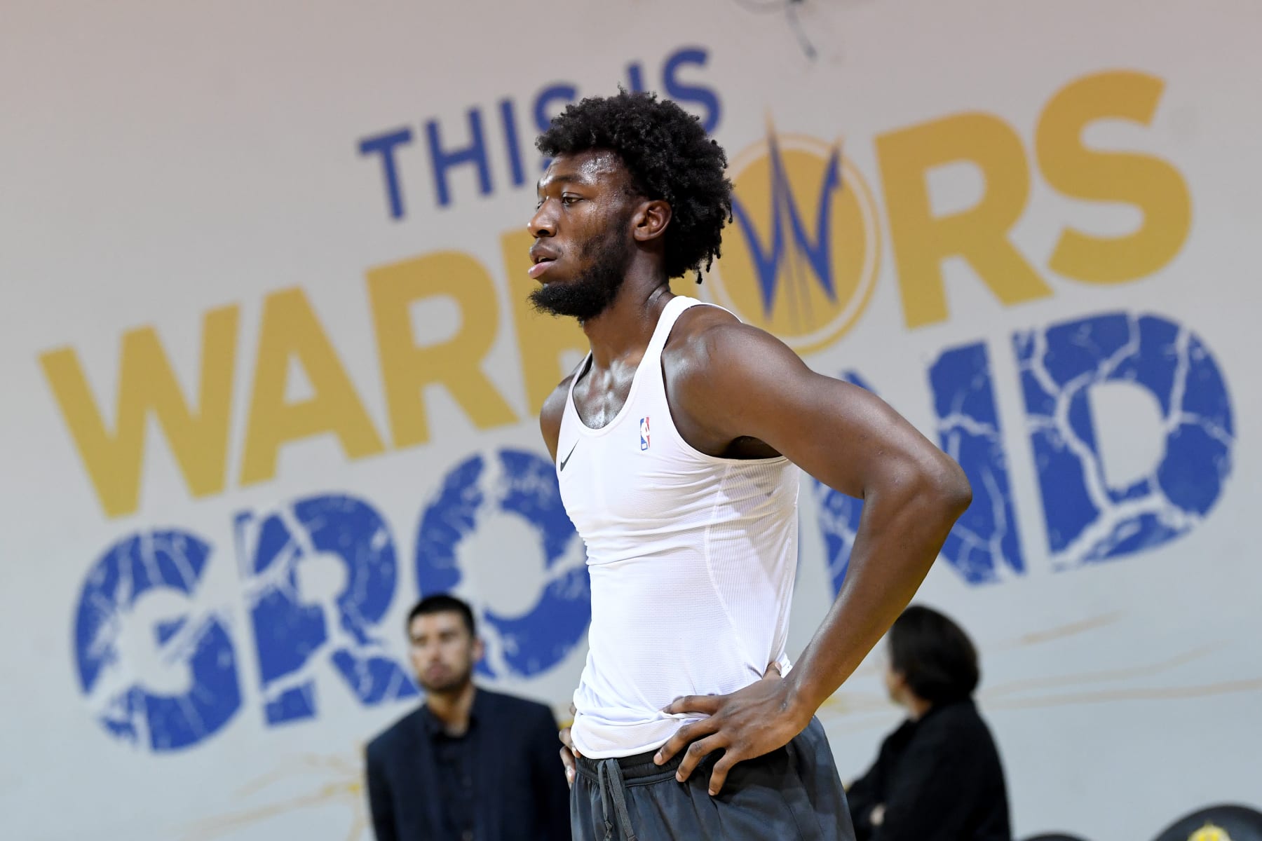 SANTA CRUZ, CA - DECEMBER 9:  James Wiseman #33 of the Santa Cruz Warriors warms up before playing against the South Bay Lakers during the NBA G-League game on December 9, 2022 at the Kaiser Permanente Arena in Santa Cruz, California. NOTE TO USER: User expressly acknowledges and agrees that, by downloading and or using this photograph, user is consenting to the terms and conditions of Getty Images License Agreement. Mandatory Copyright Notice: Copyright 2022 NBAE (Photo by Noah Graham/NBAE via Getty Images)