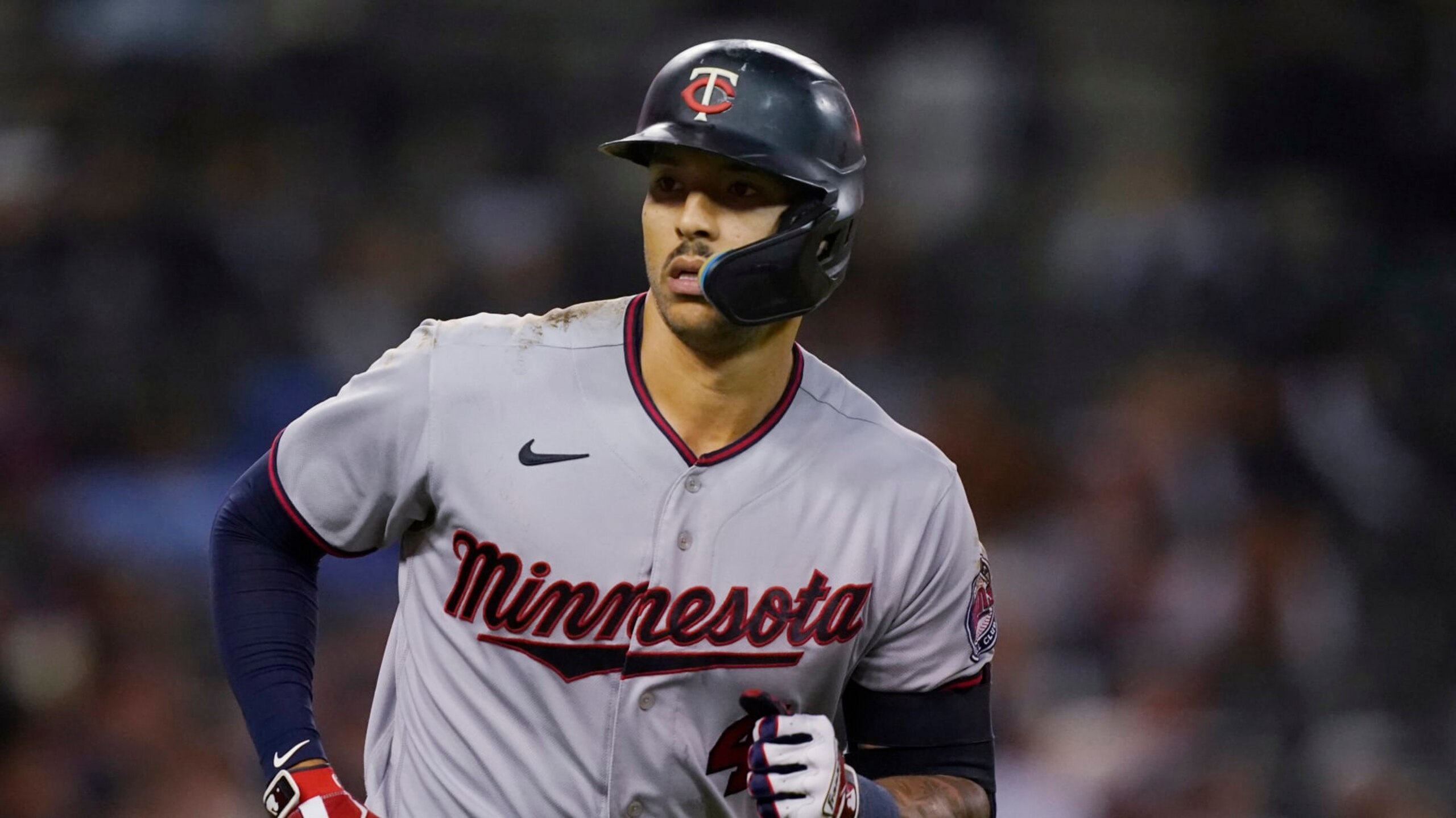 Minnesota Twins' Carlos Correa plays during a baseball game, Friday, Sept. 30, 2022, in Detroit. (AP Photo/Carlos Osorio)