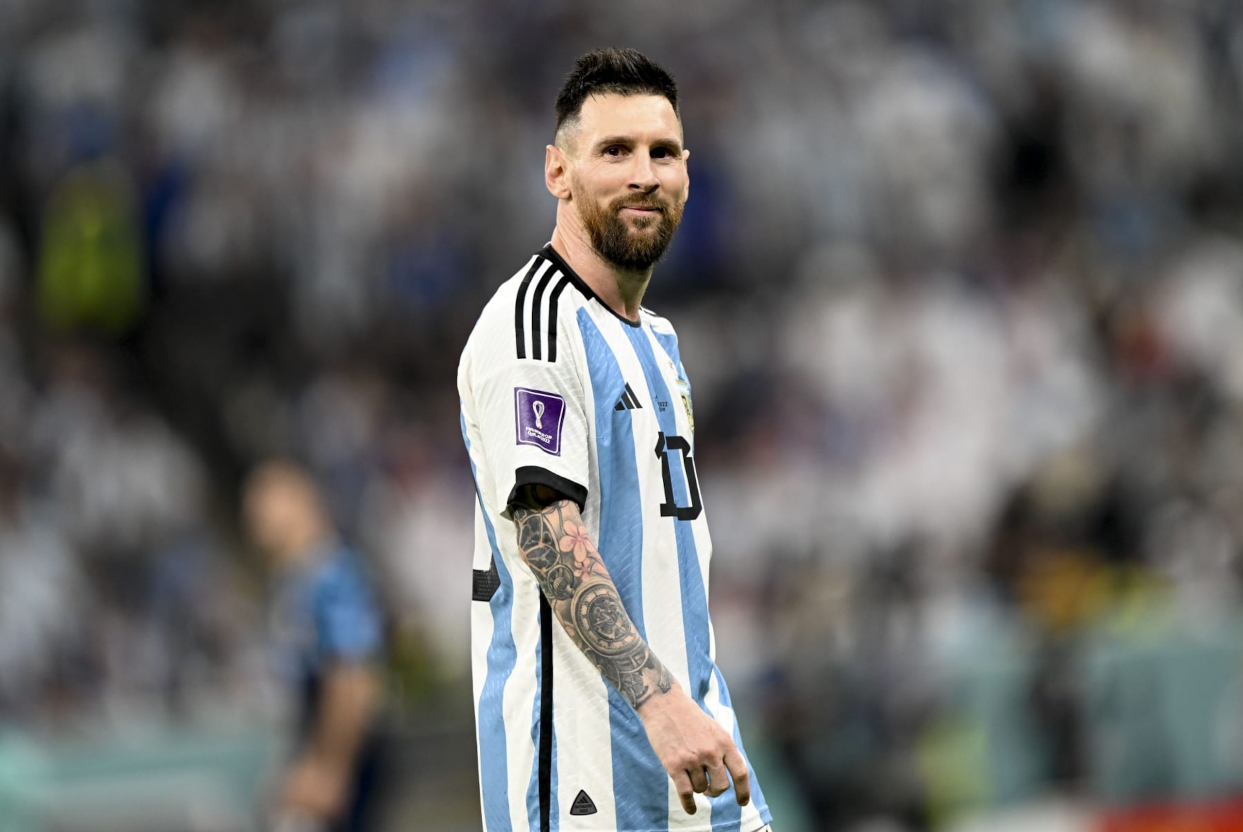LUSAIL CITY, QATAR - DECEMBER 13: Lionel Messi (10) of Argentina is seen during the FIFA World Cup Qatar 2022 Semi-Final match between Argentina and Croatia at Lusail Stadium on December 13, 2022, in Lusail City, Qatar. (Photo by Ercin Erturk/Anadolu Agency via Getty Images)