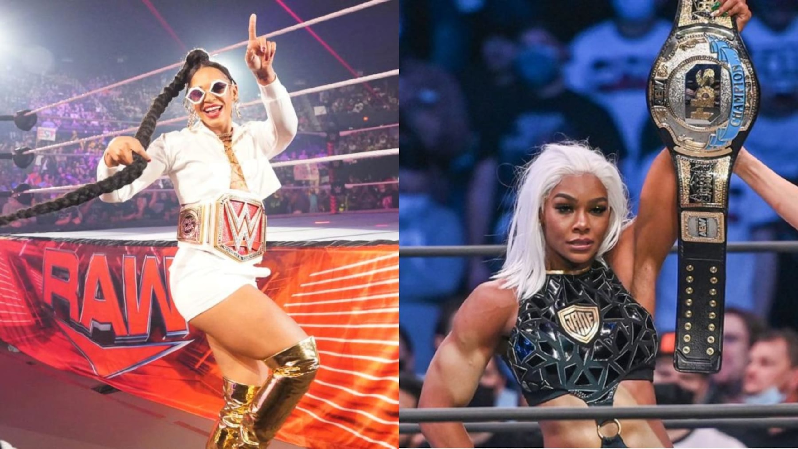 Raw women's champion Bianca Belair and AEW TBS champion Jade Cargill.