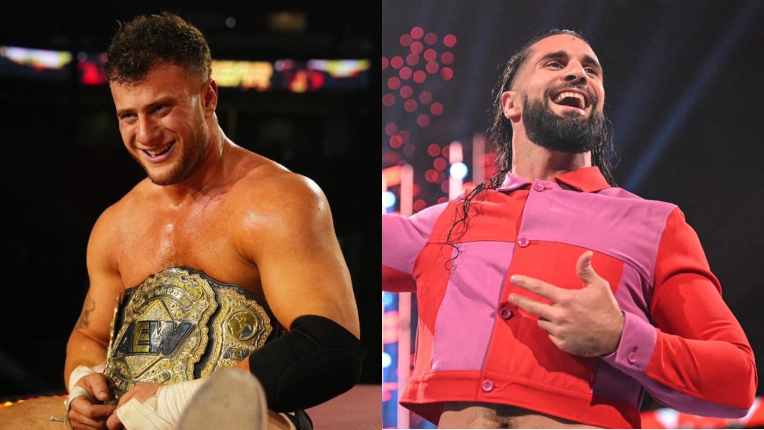 AEW world champion MJF and WWE's Seth Rollins.