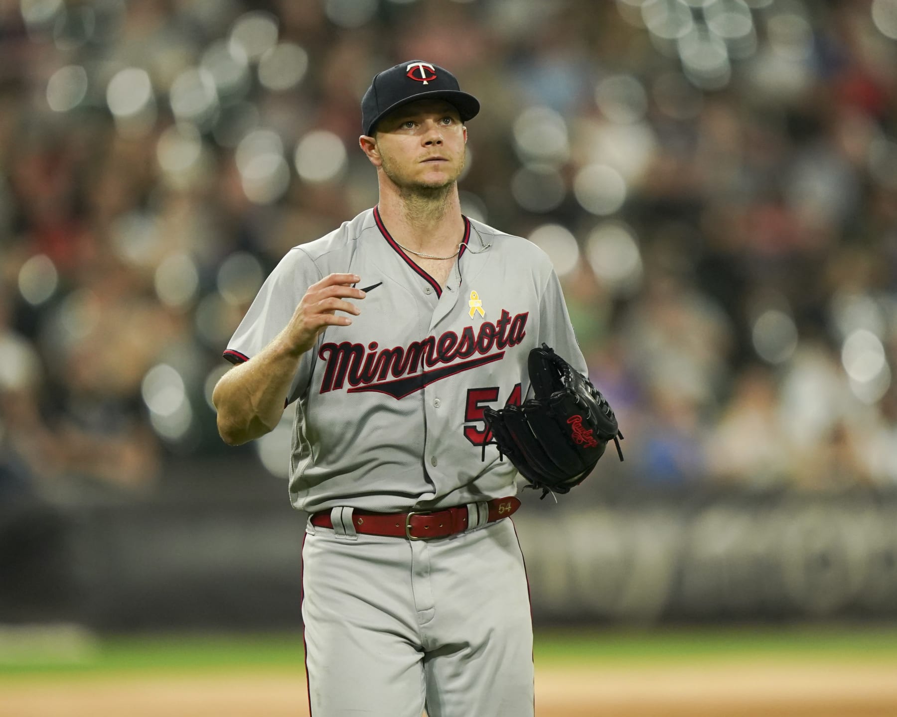CHICAGO, ILLINOIS - SEPTEMBER 02: Sonny Gray #54 of the Minnesota Twins reacts after the third inning against the Chicago White Sox at Guaranteed Rate Field on September 02, 2022 in Chicago, Illinois. (Photo by Nuccio DiNuzzo/Getty Images)