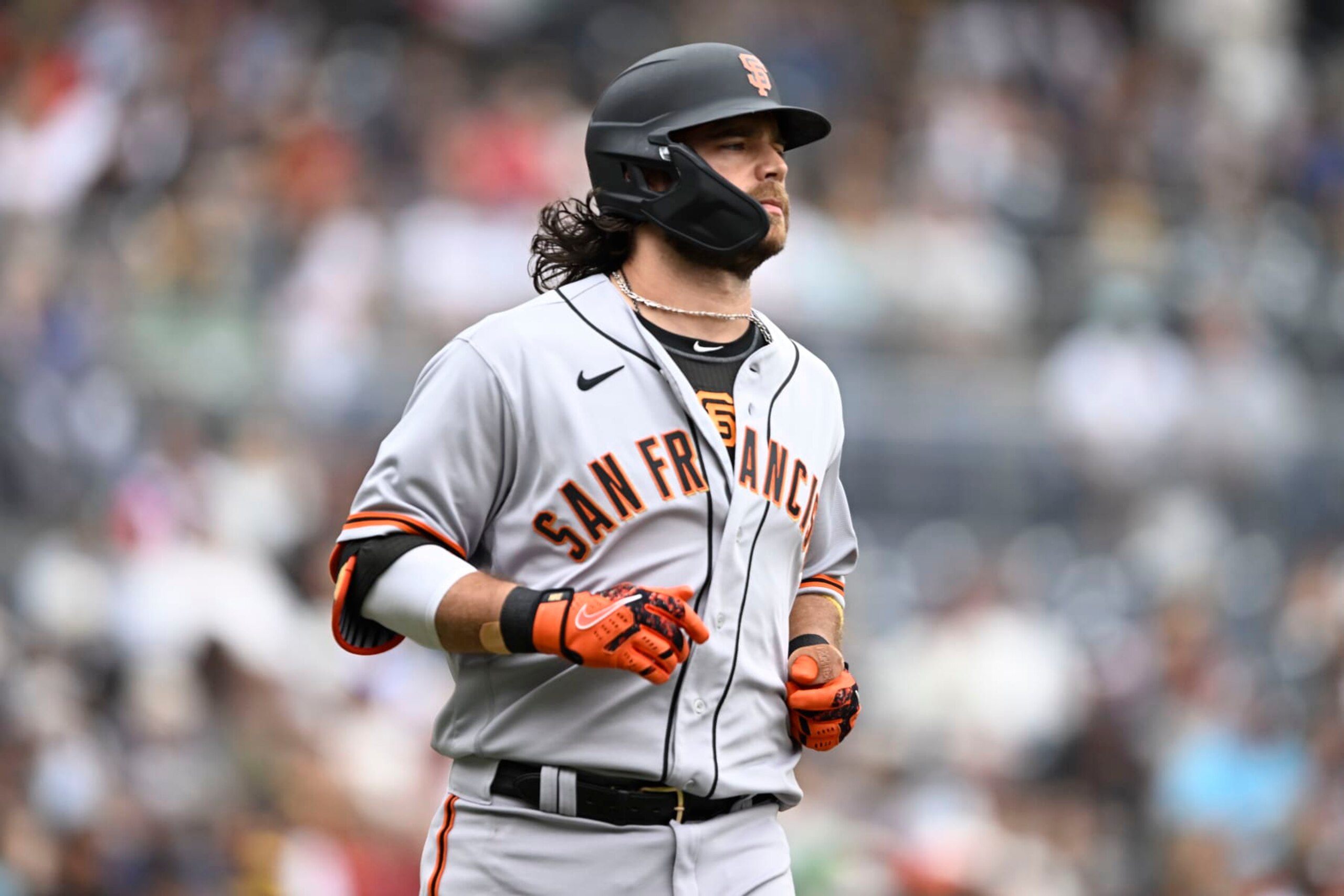 SAN DIEGO, CA - OCTOBER 5: Brandon Crawford #35 of the San Francisco Giants plays during a baseball game against the San Francisco Giants October 5, 2022 at Petco Park in San Diego, California. (Photo by Denis Poroy/Getty Images) SAN DIEGO, CA - OCTOBER 5: Brandon Crawford #35 of the San Francisco Giants plays during a baseball game against the San Francisco Giants October 5, 2022 at Petco Park in San Diego, California. (Photo by Denis Poroy/Getty Images)