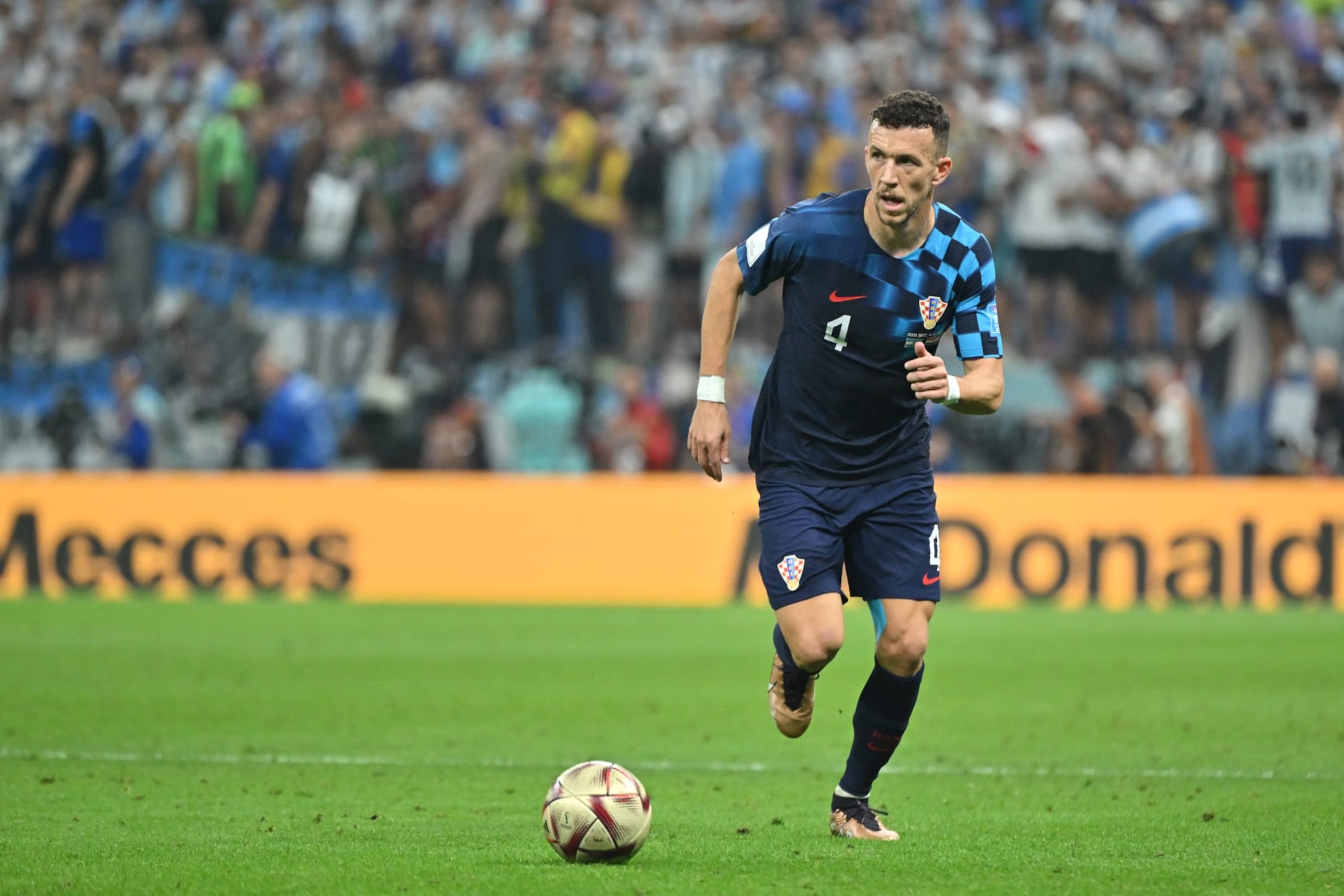 LUSAIL CITY, QATAR - DECEMBER 13: Ivan Perisic of Croatia in action during the FIFA World Cup Qatar 2022 semi final match between Argentina and Croatia at Lusail Stadium on December 13, 2022 in Lusail City, Qatar. (Photo by Lionel Hahn/Getty Images)