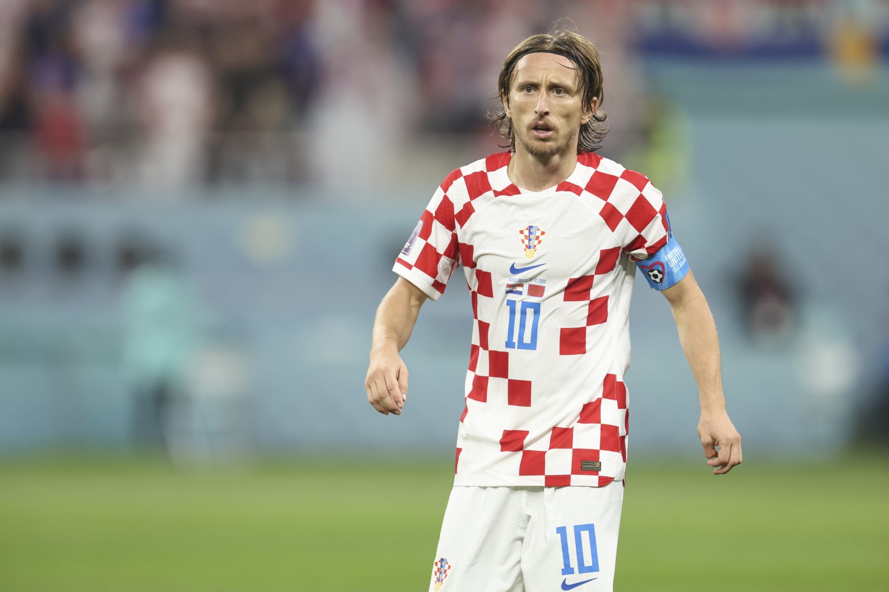 DOHA, QATAR - DECEMBER 17: Luka Modric of Croatia during the FIFA World Cup Qatar 2022 3rd Place match between Croatia and Morocco at Khalifa International Stadium on December 17, 2022 in Doha, Qatar. (Photo by Matthew Ashton - AMA/Getty Images)