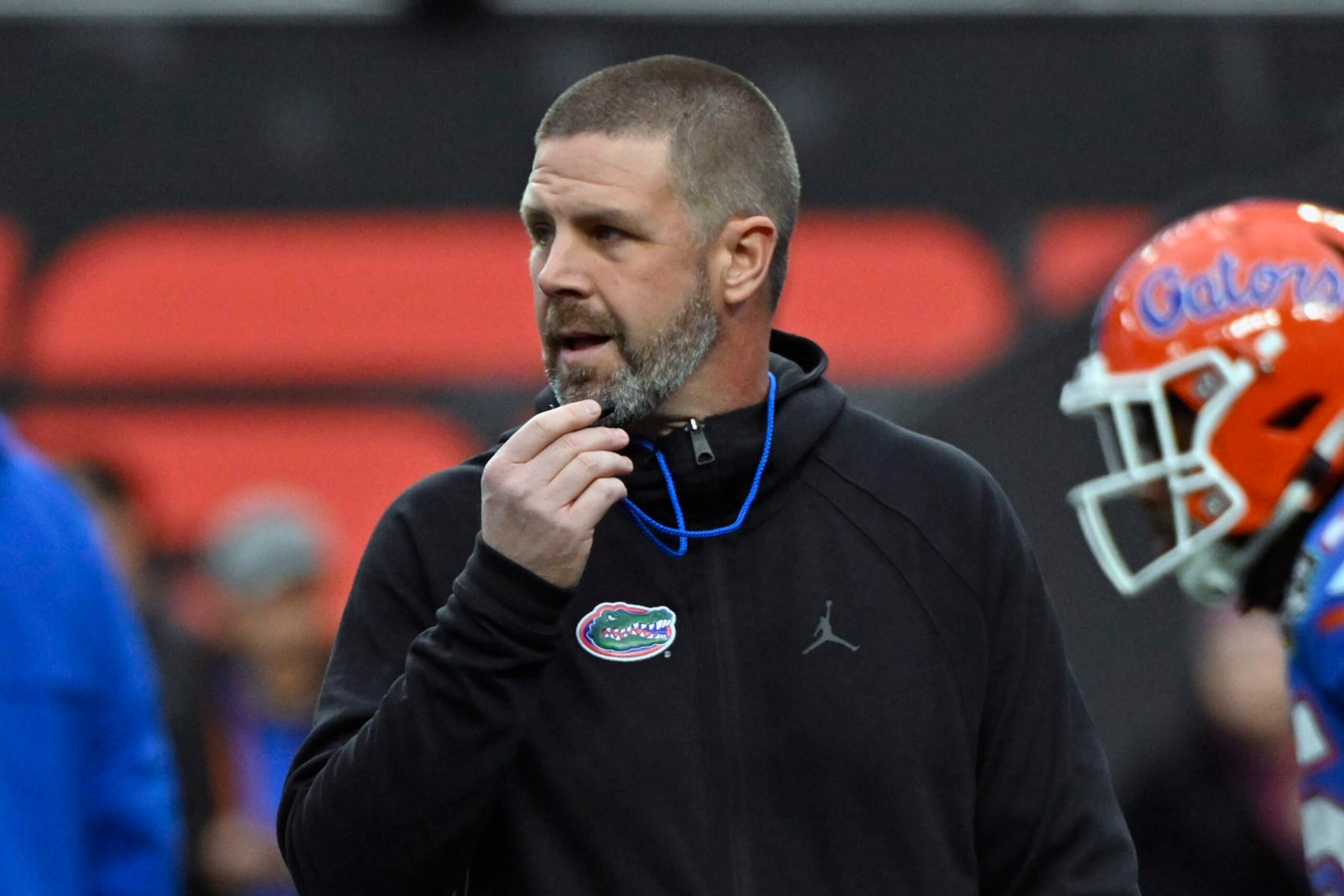 LAS VEGAS, NEVADA - DECEMBER 17: Head coach Billy Napier of the Florida Gators on the field as his team warms up before the SRS Distribution Las Vegas Bowl against the Oregon State Beavers at Allegiant Stadium on December 17, 2022 in Las Vegas, Nevada. (Photo by David Becker/Getty Images)