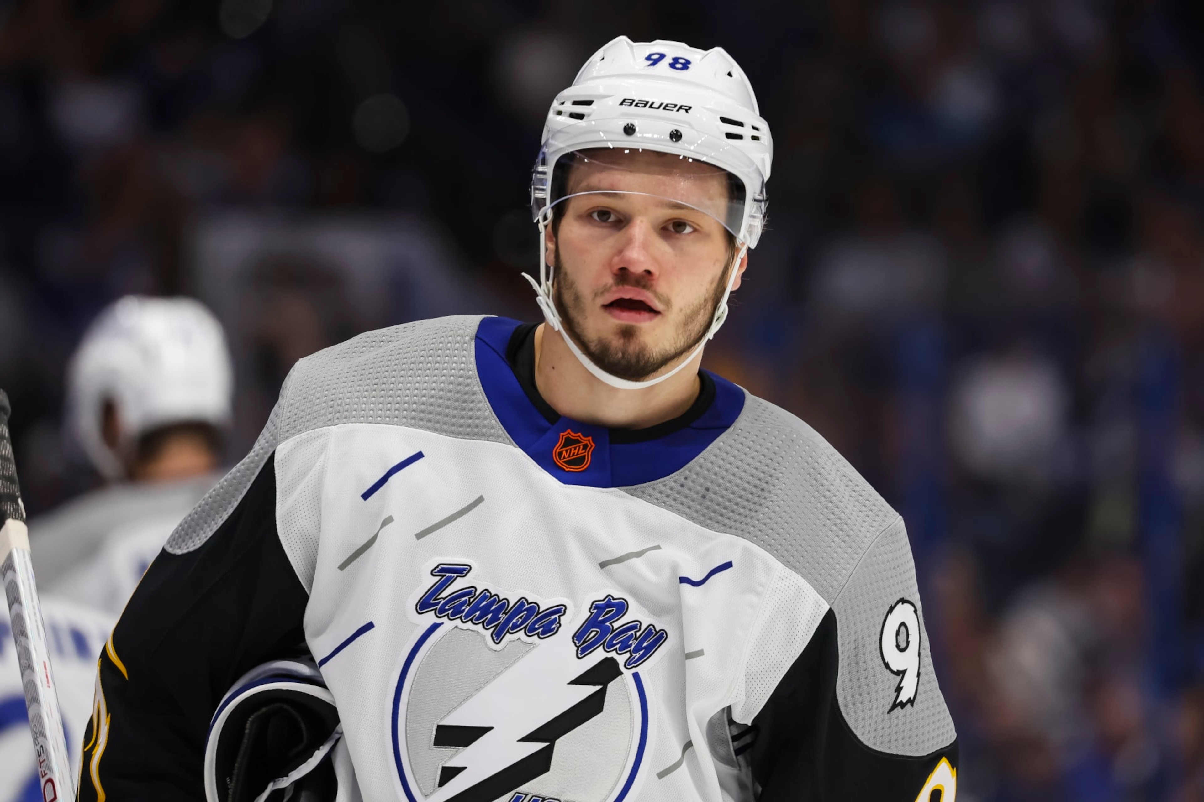 Tampa Bay Lightning defenseman Mikhail Sergachev Tampa Bay Lightning defenseman Mikhail Sergachev