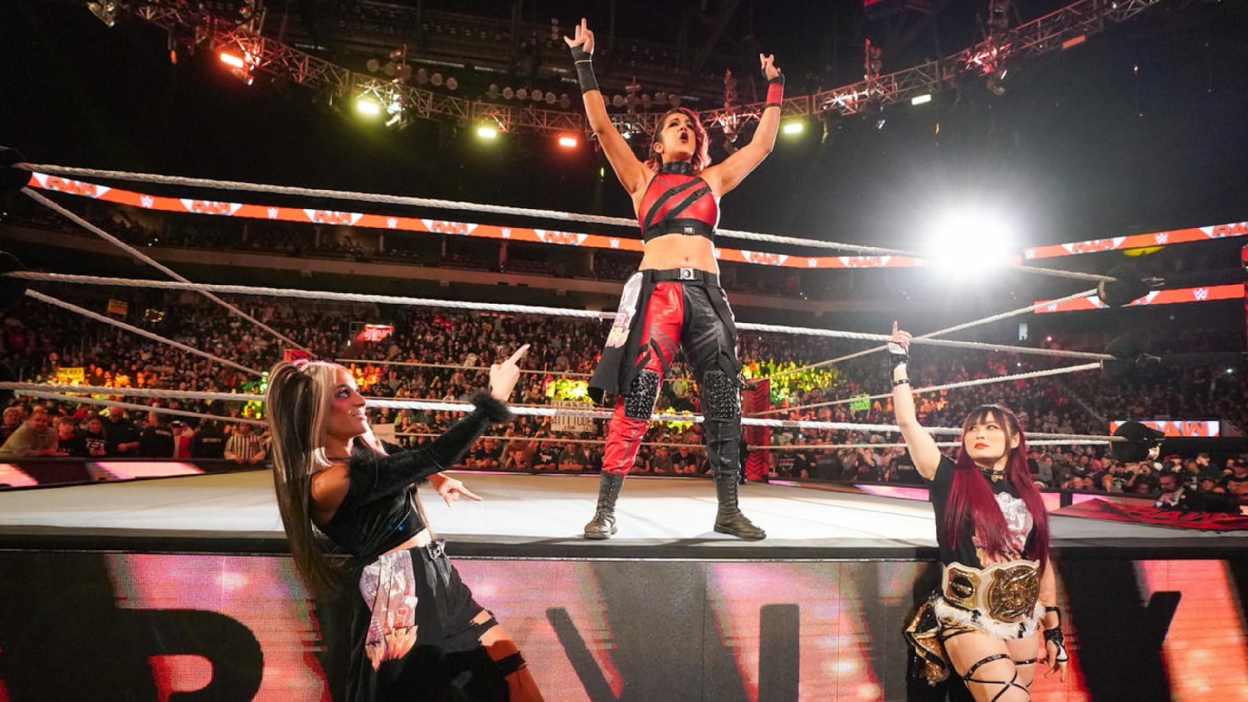 Bayley with Iyo Sky and Dakota Kai. Bayley with Iyo Sky and Dakota Kai.
