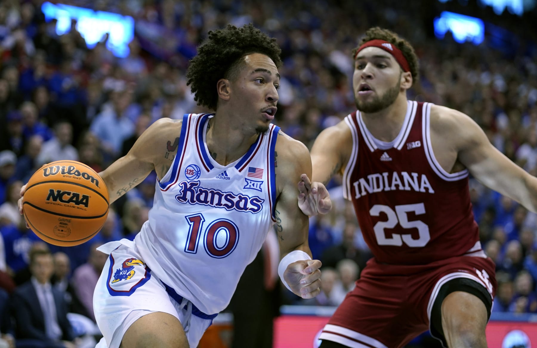 Kansas' Jalen Wilson and Indiana's Race Thompson