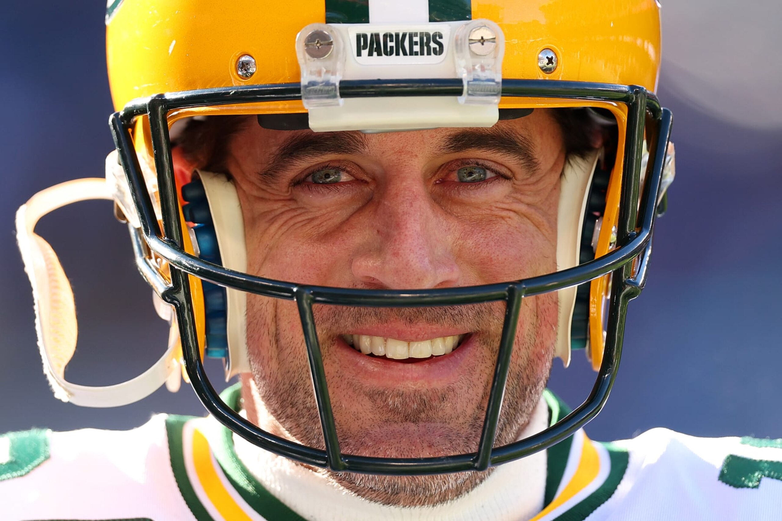 CHICAGO, ILLINOIS - DECEMBER 04: Aaron Rodgers #12 of the Green Bay Packers looks on prior to the game against the Chicago Bears at Soldier Field on December 04, 2022 in Chicago, Illinois. (Photo by Michael Reaves/Getty Images)