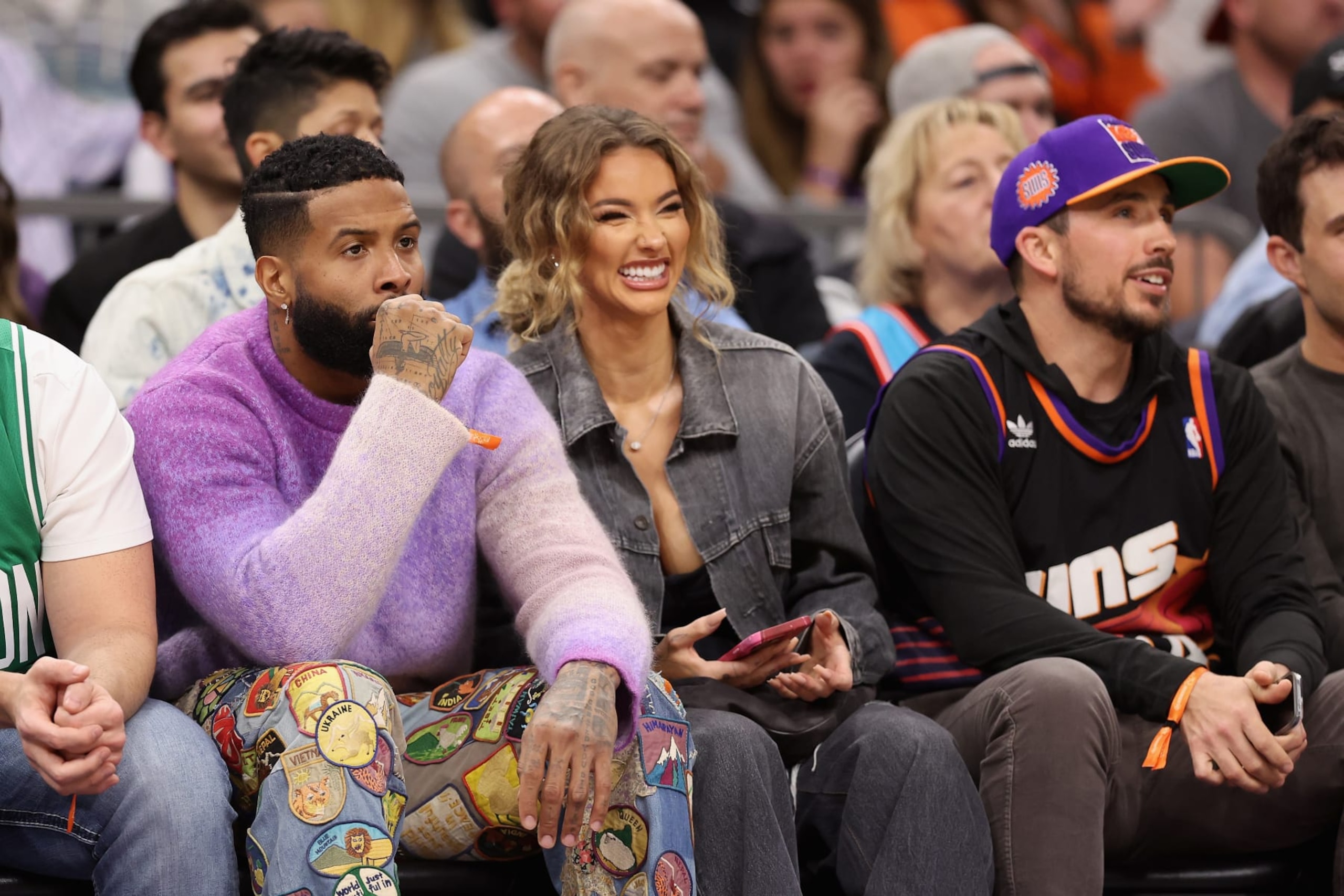 PHOENIX, ARIZONA - DECEMBER 07: NFL athlete Odell Beckham Jr. and Lauren Wood attend the NBA game between the Boston Celtics and the Phoenix Suns at Footprint Center on December 07, 2022 in Phoenix, Arizona. NOTE TO USER: User expressly acknowledges and agrees that, by downloading and or using this photograph, User is consenting to the terms and conditions of the Getty Images License Agreement. (Photo by Christian Petersen/Getty Images) PHOENIX, ARIZONA - DECEMBER 07: NFL athlete Odell Beckham Jr. and Lauren Wood attend the NBA game between the Boston Celtics and the Phoenix Suns at Footprint Center on December 07, 2022 in Phoenix, Arizona. NOTE TO USER: User expressly acknowledges and agrees that, by downloading and or using this photograph, User is consenting to the terms and conditions of the Getty Images License Agreement. (Photo by Christian Petersen/Getty Images)