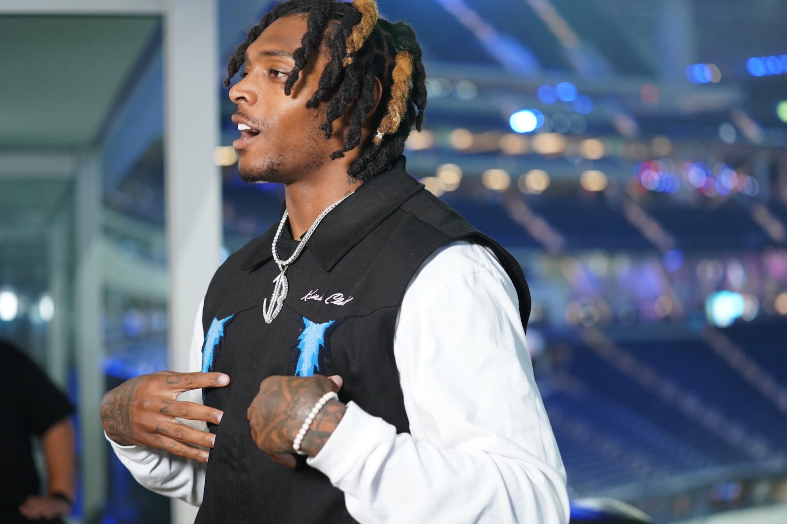 Jalen Ramsey hosting "Straight Off the Press" at SoFi Stadium.