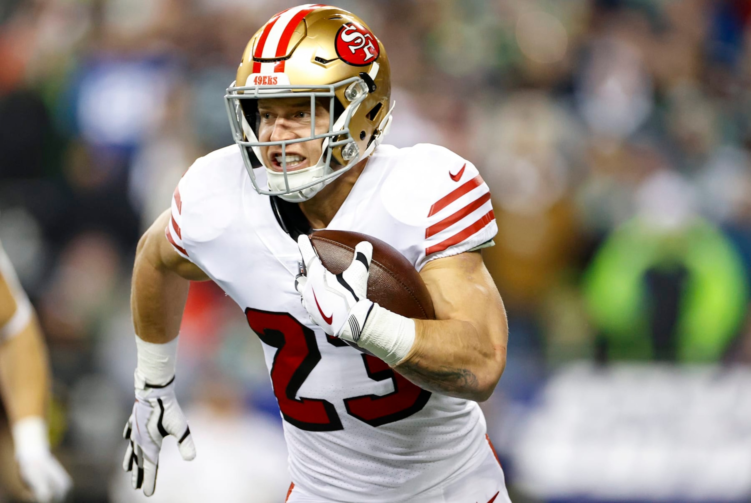 Christian McCaffrey has helped the Niners win with Brock Purdy at quarterback. 