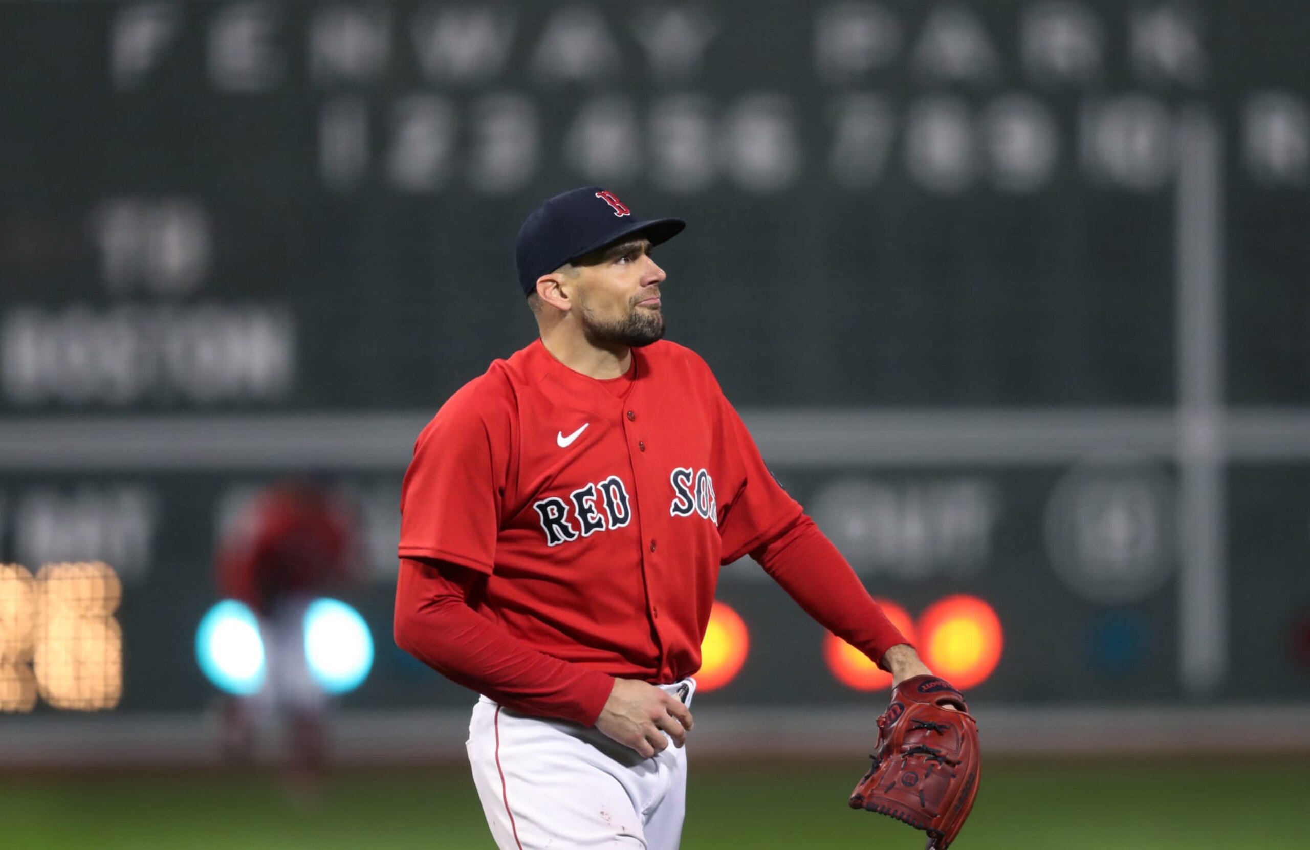 Boston, MA - October 4: Boston Red Sox starting pitcher Nate Eovaldi heads for the dugout after retiring the side in the top of the first inning. The Red Sox beat the Tampa Bay Rays, 6-0. (Photo by Jim Davis/The Boston Globe via Getty Images)