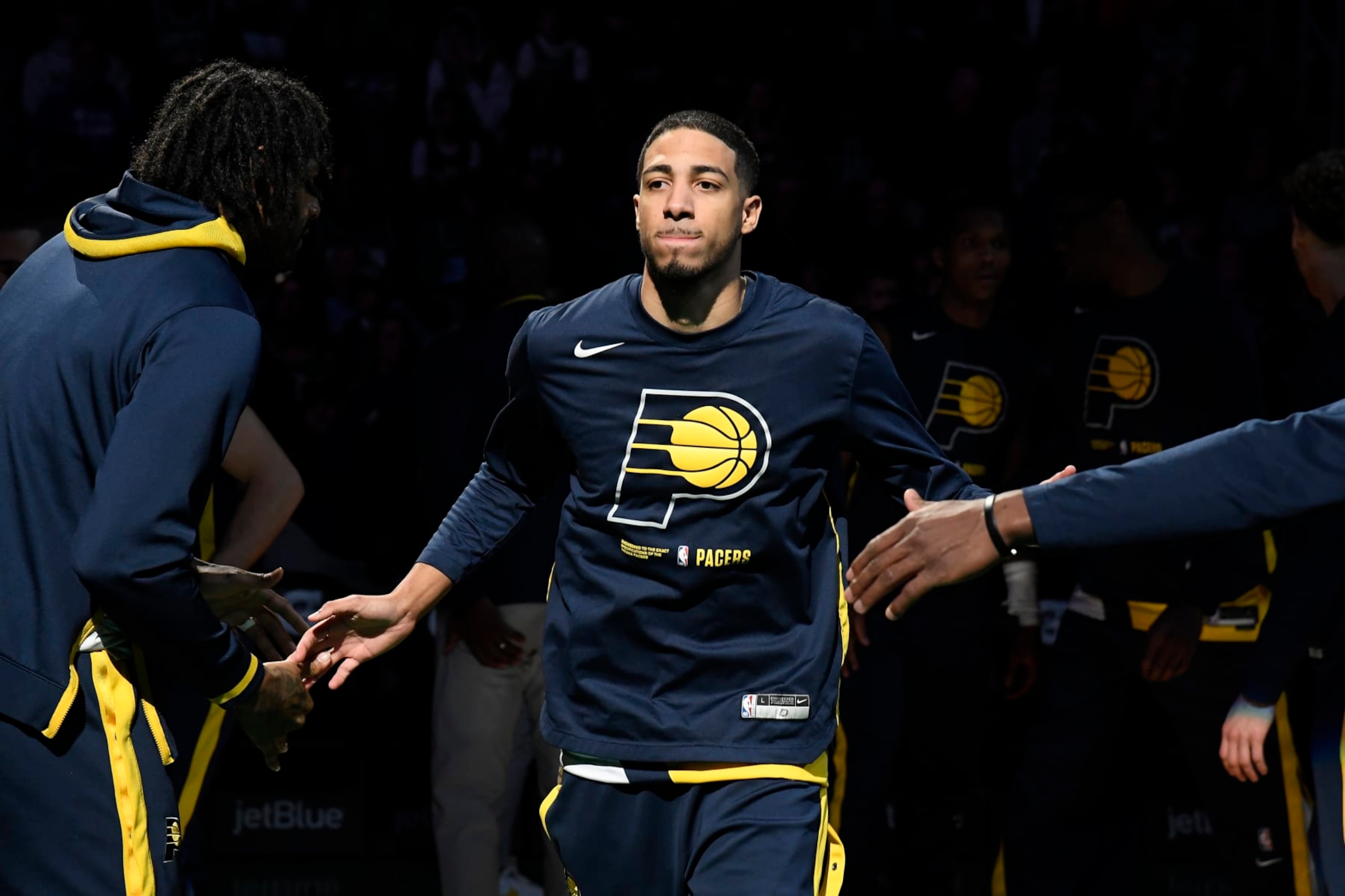 BOSTON, MA - DECEMBER 21: Tyrese Haliburton #0 of the Indiana Pacers walks on to the court on December 21, 2022 at the TD Garden in Boston, Massachusetts.  NOTE TO USER: User expressly acknowledges and agrees that, by downloading and or using this photograph, User is consenting to the terms and conditions of the Getty Images License Agreement. Mandatory Copyright Notice: Copyright 2022 NBAE  (Photo by Brian Babineau/NBAE via Getty Images)