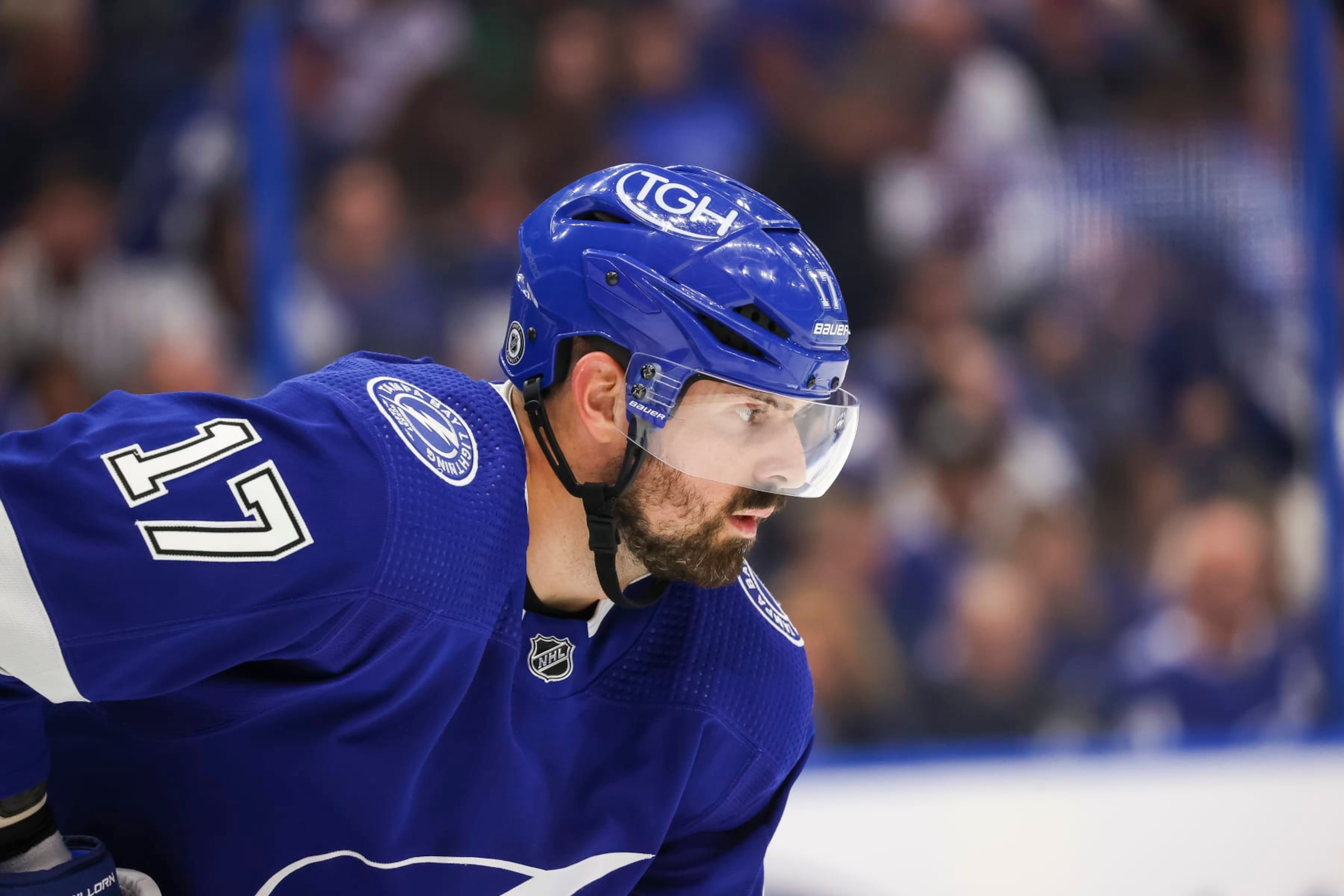 TAMPA, FL - DECEMBER 3: Alex Killorn #17 of the Tampa Bay Lightning skates against the Toronto Maple Leafs during the second period at Amalie Arena on December 3, 2022 in Tampa, Florida. (Photo by Mark LoMoglio/NHLI via Getty Images) TAMPA, FL - DECEMBER 3: Alex Killorn #17 of the Tampa Bay Lightning skates against the Toronto Maple Leafs during the second period at Amalie Arena on December 3, 2022 in Tampa, Florida. (Photo by Mark LoMoglio/NHLI via Getty Images)