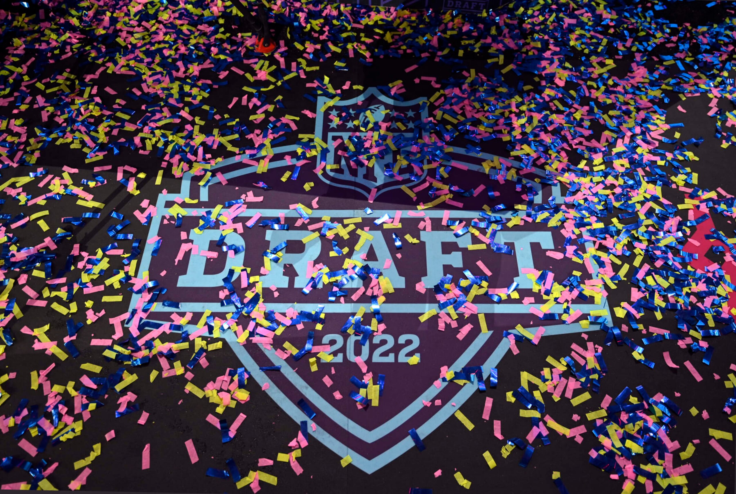 LAS VEGAS, NEVADA - APRIL 30: A general view of confetti on the ground during round five of the 2022 NFL Draft on April 30, 2022 in Las Vegas, Nevada. (Photo by David Becker/Getty Images)