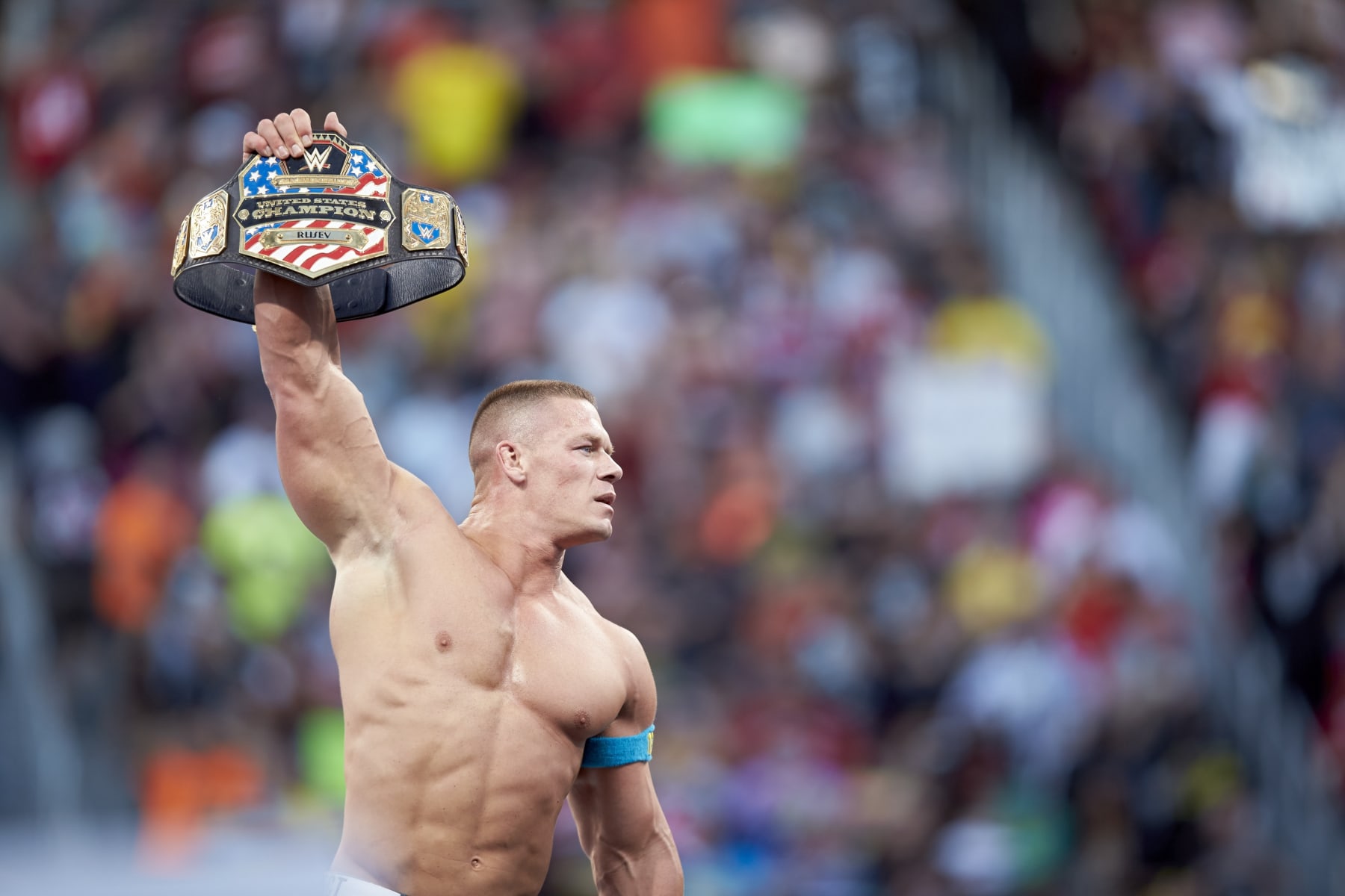 WWE Wrestling: WrestleMania 31: John Cena victorious in ring with belt during event at Levi's Stadium.
Santa Clara, CA 3/29/2015
CREDIT: Jed Jacobsohn (Photo by Jed Jacobsohn /Sports Illustrated via Getty Images)
(Set Number: X159445 TK1 )