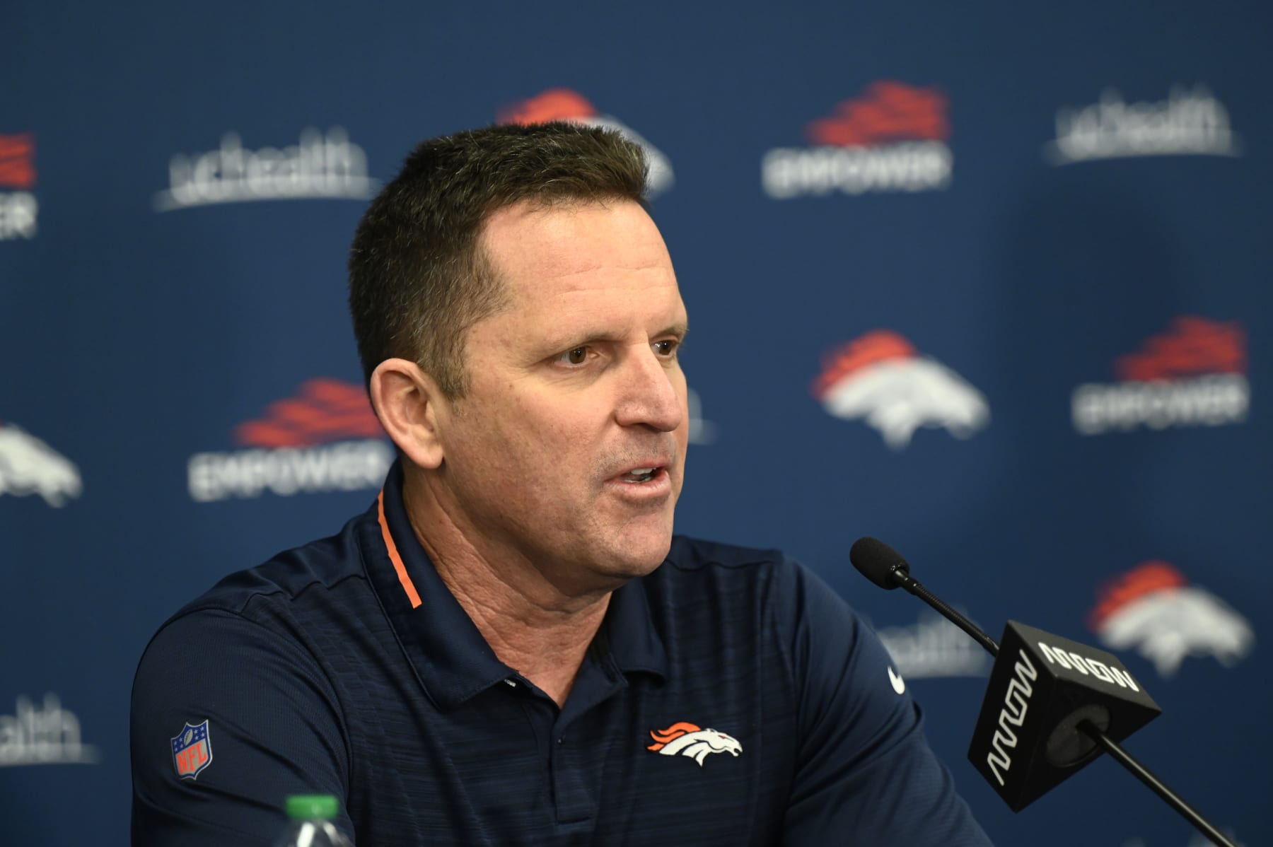 CENTENNIAL, CO - APRIL 22: Denver Broncos GM George Paton during a pre-draft press conference at the Pat Bowlen Fieldhouse April 22, 2022. (Photo by Andy Cross/MediaNews Group/The Denver Post via Getty Images)"n"n