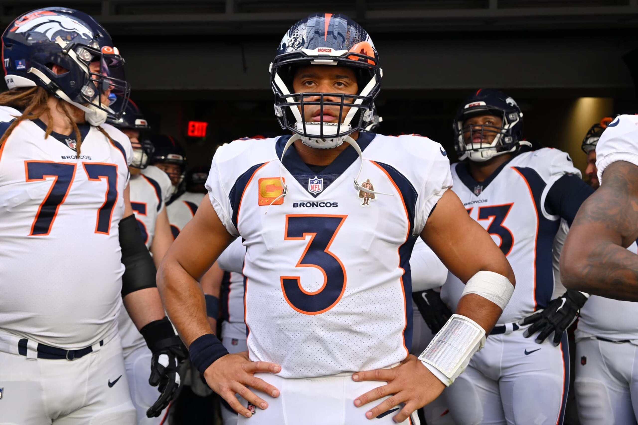 INGLEWOOD, CALIFORNIA - DECEMBER 25: Russell Wilson #3 of the Denver Broncos looks on before the game against the Los Angeles Rams at SoFi Stadium on December 25, 2022 in Inglewood, California. (Photo by Jayne Kamin-Oncea/Getty Images) INGLEWOOD, CALIFORNIA - DECEMBER 25: Russell Wilson #3 of the Denver Broncos looks on before the game against the Los Angeles Rams at SoFi Stadium on December 25, 2022 in Inglewood, California. (Photo by Jayne Kamin-Oncea/Getty Images)
