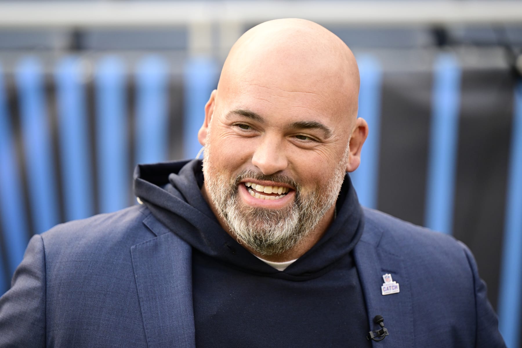 CHICAGO, ILLINOIS - OCTOBER 13: Former NFL player Andrew Whitworth looks on before the game between the Chicago Bears and the Washington Commanders at Soldier Field on October 13, 2022 in Chicago, Illinois. (Photo by Quinn Harris/Getty Images)