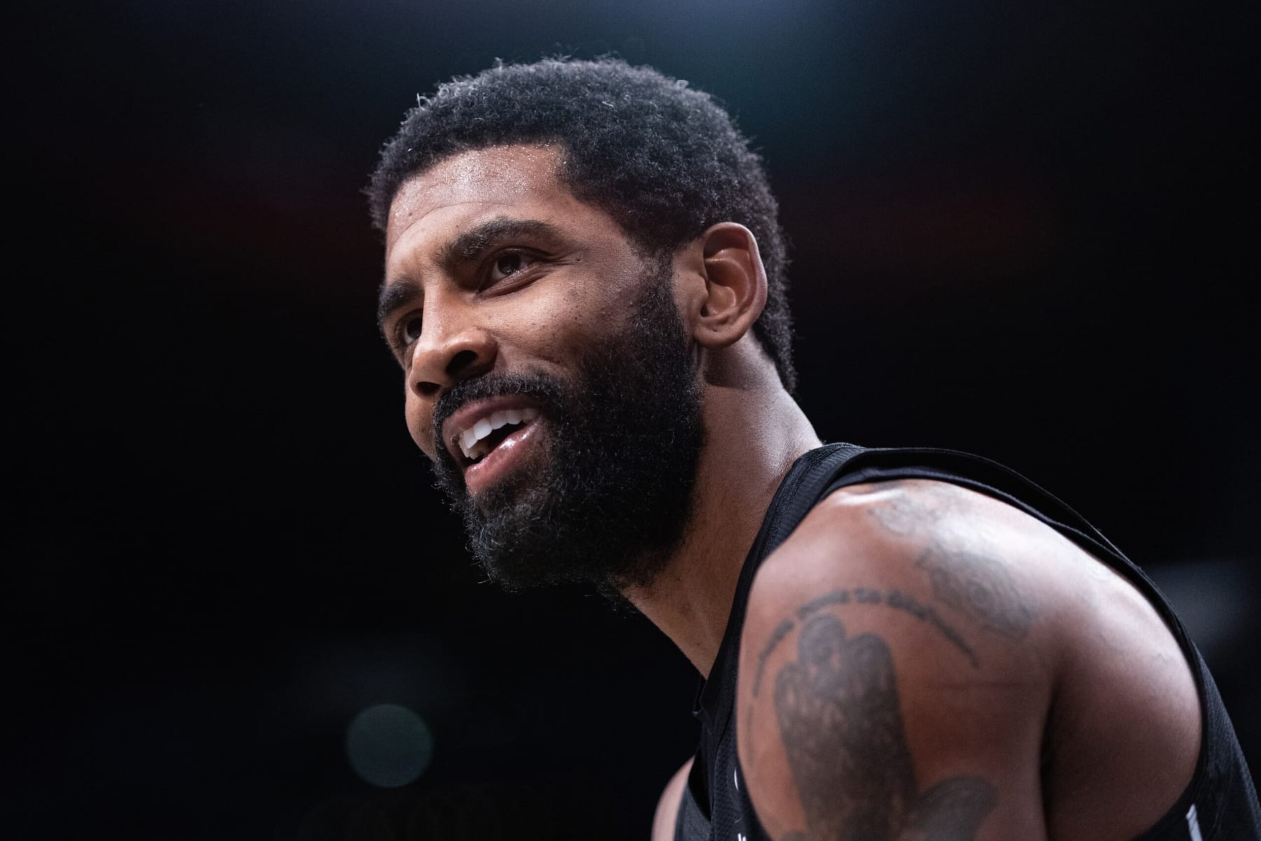 NEW YORK, NEW YORK - DECEMBER 23: Kyrie Irving #11 of the Brooklyn Nets reacts during the fourth quarter of the game against the Milwaukee Bucks at Barclays Center on December 23, 2022 in New York City. NOTE TO USER: User expressly acknowledges and agrees that, by downloading and or using this photograph, User is consenting to the terms and conditions of the Getty Images License Agreement. (Photo by Dustin Satloff/Getty Images) NEW YORK, NEW YORK - DECEMBER 23: Kyrie Irving #11 of the Brooklyn Nets reacts during the fourth quarter of the game against the Milwaukee Bucks at Barclays Center on December 23, 2022 in New York City. NOTE TO USER: User expressly acknowledges and agrees that, by downloading and or using this photograph, User is consenting to the terms and conditions of the Getty Images License Agreement. (Photo by Dustin Satloff/Getty Images)