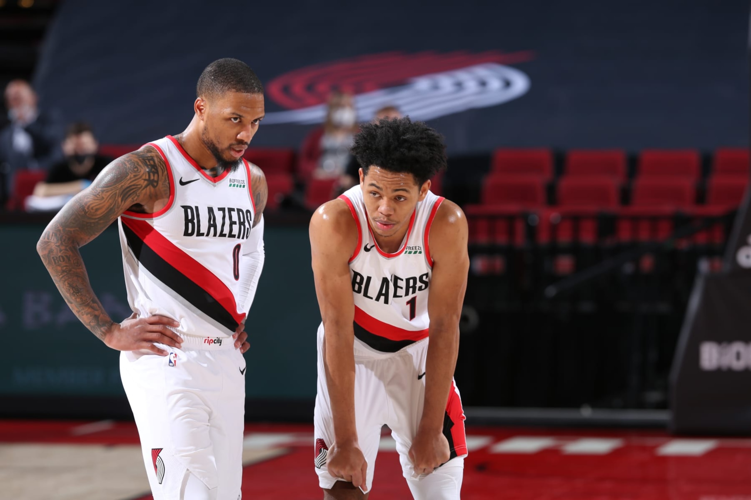 Damian Lillard (left) and Anfernee Simons Damian Lillard (left) and Anfernee Simons