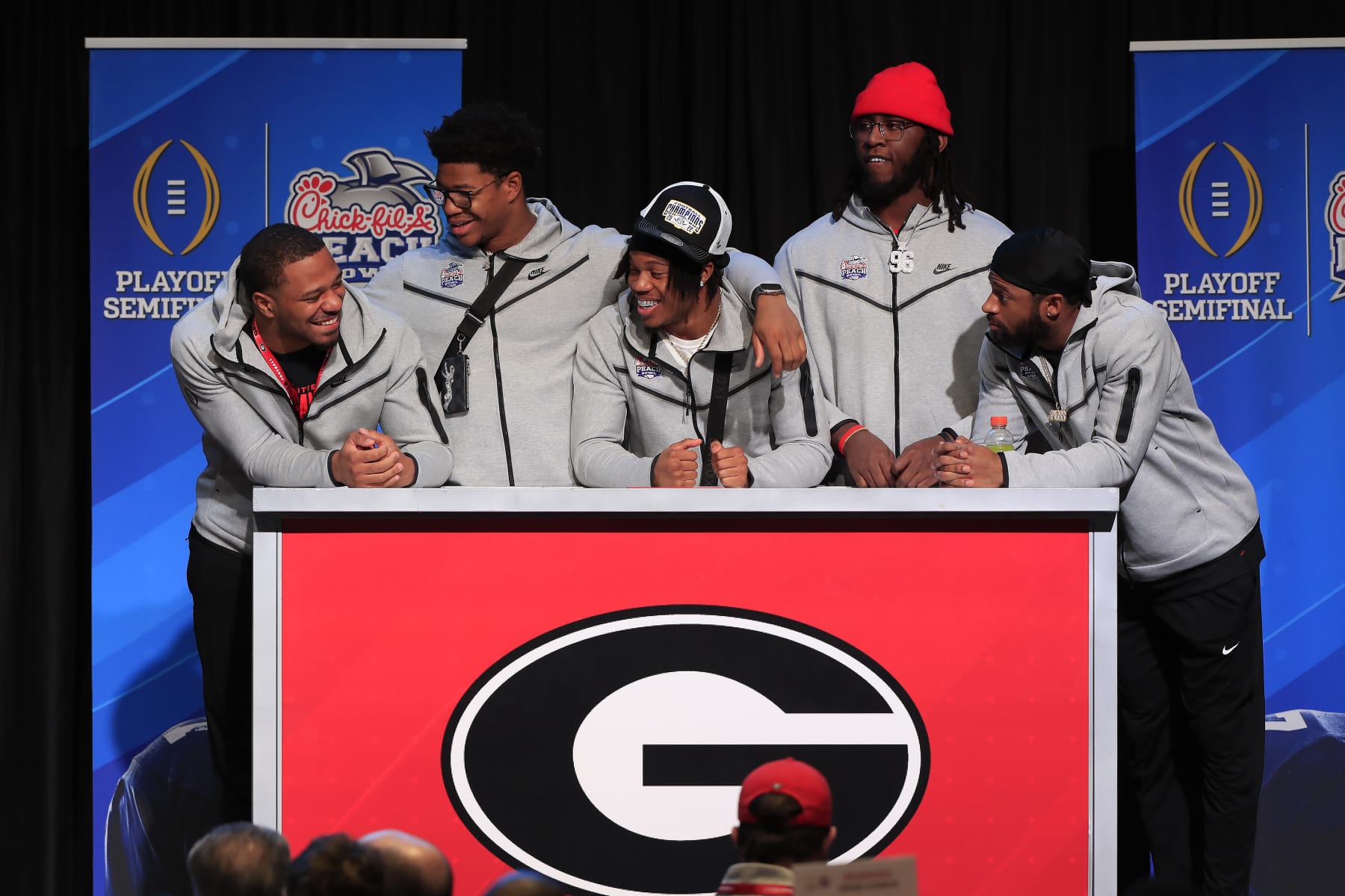 ATLANTA, GA - DECEMBER 26: UGA players during the Battle for Bowl Week dinner between the University of Georgia Bulldogs and The Ohio State Buckeyes at the College Football Hall of Fame on December 26, 2022 in Atlanta, GA.  (Photo by David J. Griffin/Icon Sportswire via Getty Images)