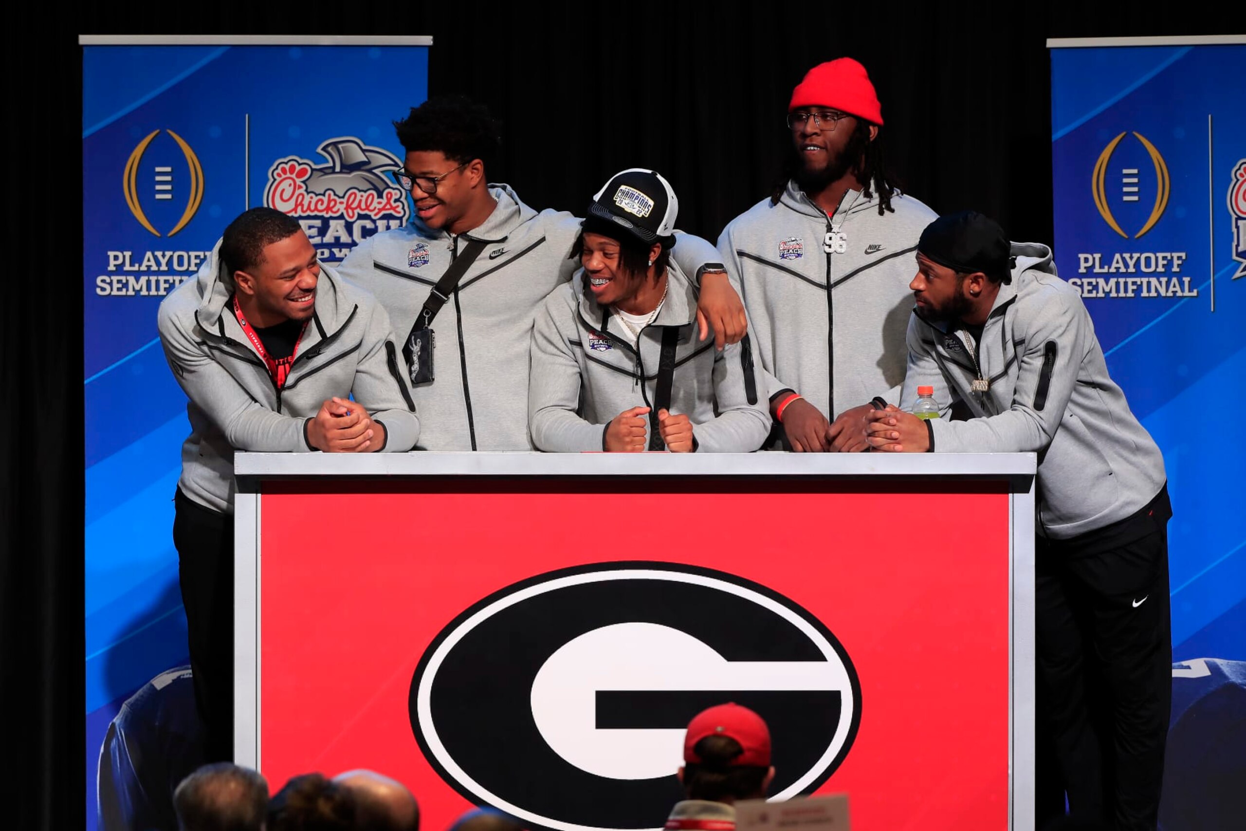ATLANTA, GA - DECEMBER 26: UGA players during the Battle for Bowl Week dinner between the University of Georgia Bulldogs and The Ohio State Buckeyes at the College Football Hall of Fame on December 26, 2022 in Atlanta, GA.  (Photo by David J. Griffin/Icon Sportswire via Getty Images)