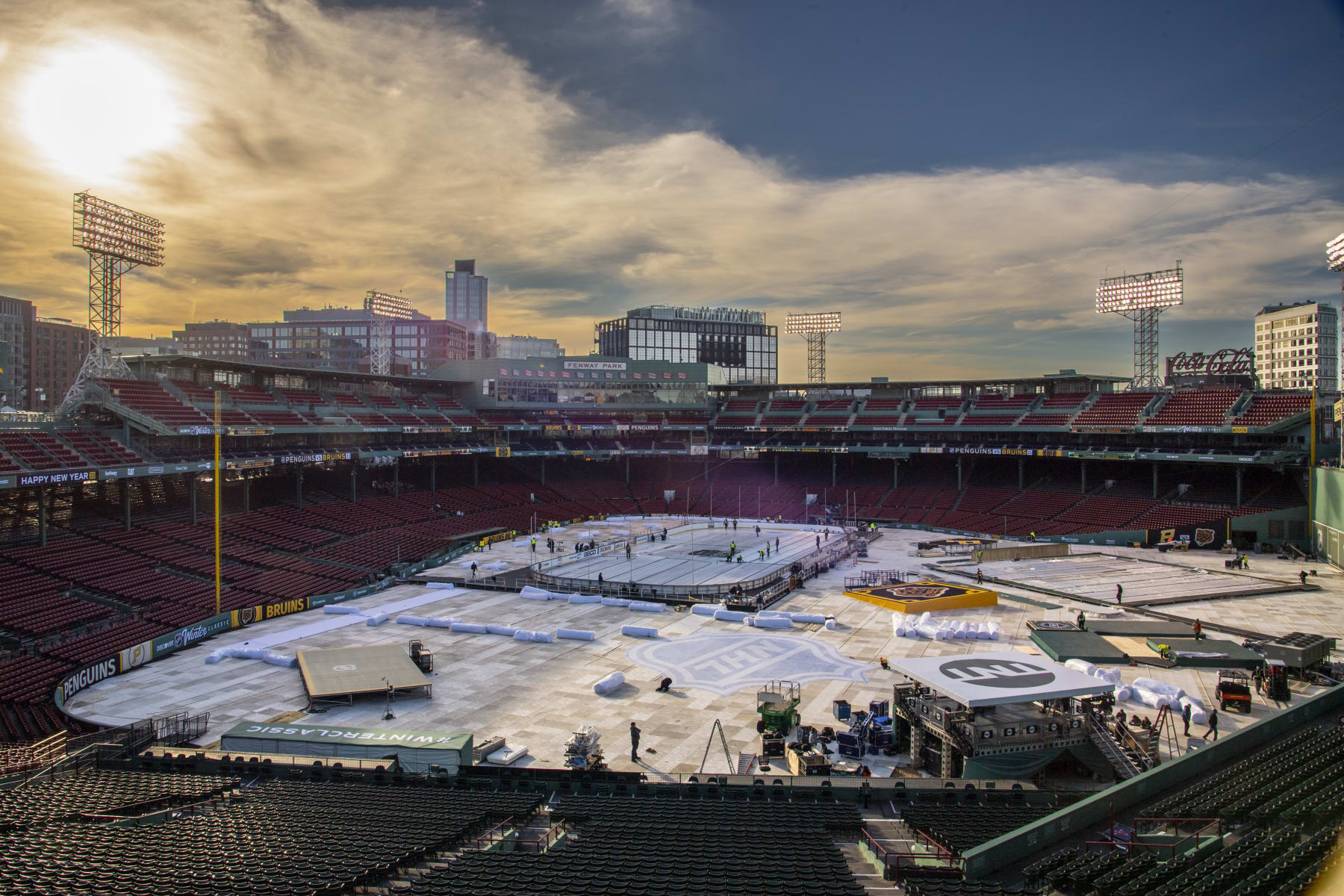 BOSTON, MA - DECEMBER 29:  The 2023 Discover NHL Winter Classic build out continues at Fenway Park on December 29, 2022 in Boston, Massachusetts. (Photo by Brian Babineau/NHLI via Getty Images)
