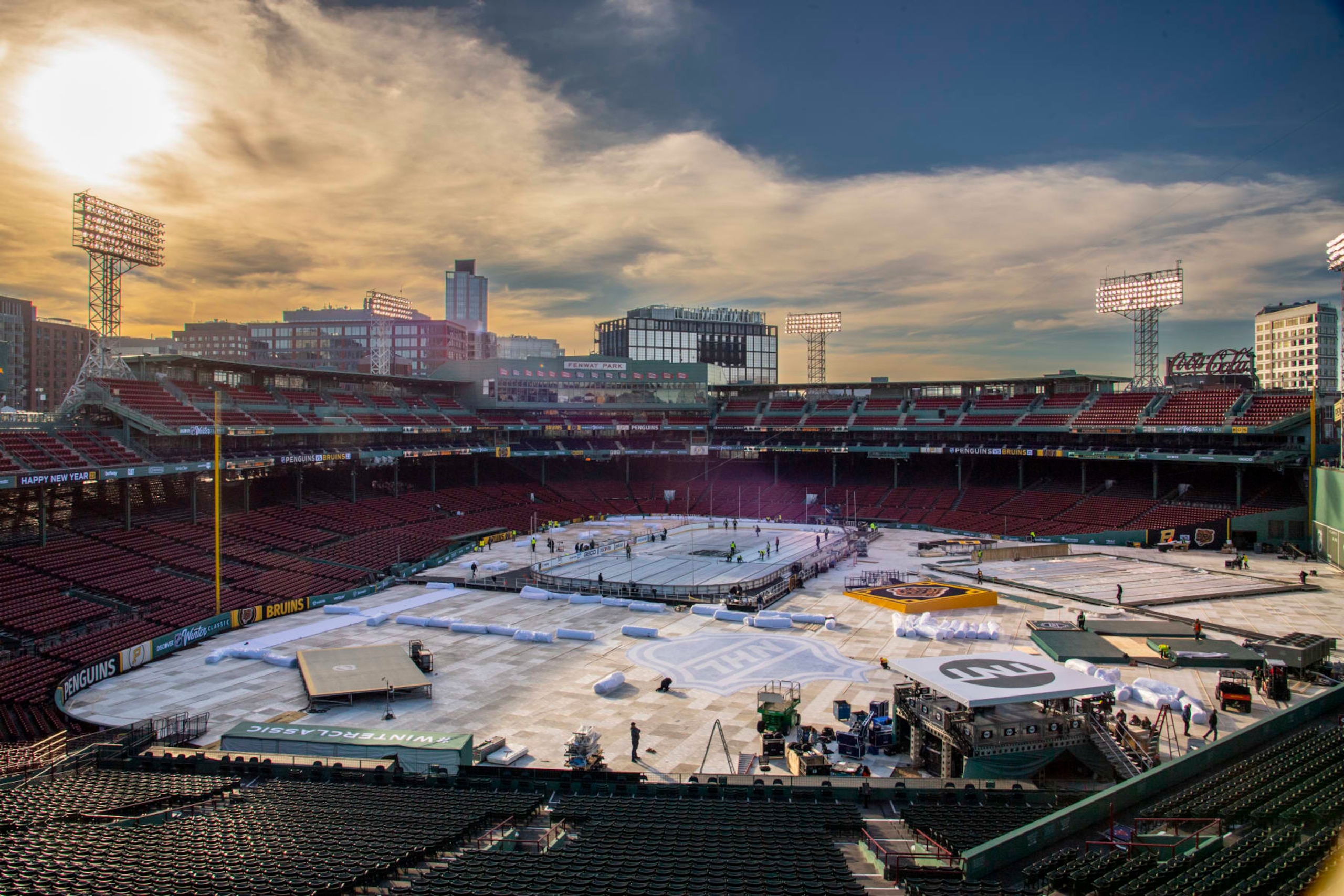 BOSTON, MA - DECEMBER 29: The 2023 Discover NHL Winter Classic build out continues at Fenway Park on December 29, 2022 in Boston, Massachusetts. (Photo by Brian Babineau/NHLI via Getty Images) BOSTON, MA - DECEMBER 29: The 2023 Discover NHL Winter Classic build out continues at Fenway Park on December 29, 2022 in Boston, Massachusetts. (Photo by Brian Babineau/NHLI via Getty Images)