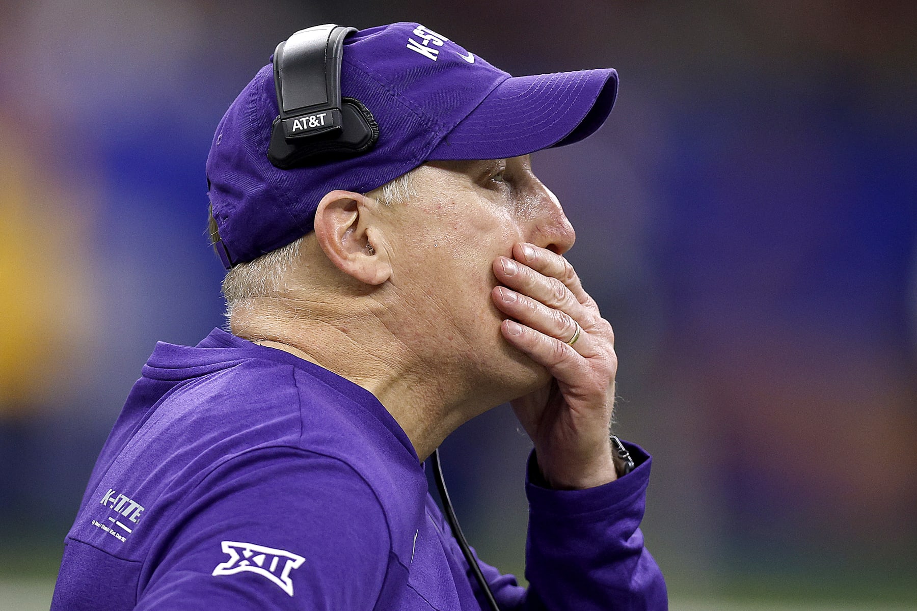 NEW ORLEANS, LOUISIANA - DECEMBER 31: Chris Klieman head coach of the Kansas State Wildcats looks on during the second quarter of the Allstate Sugar Bowl against the Alabama Crimson Tide at Caesars Superdome on December 31, 2022 in New Orleans, Louisiana. (Photo by Sean Gardner/Getty Images)