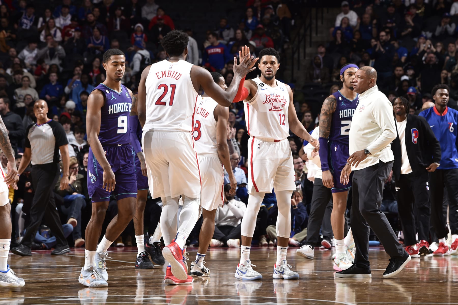 Joel Embiid and Tobias Harris