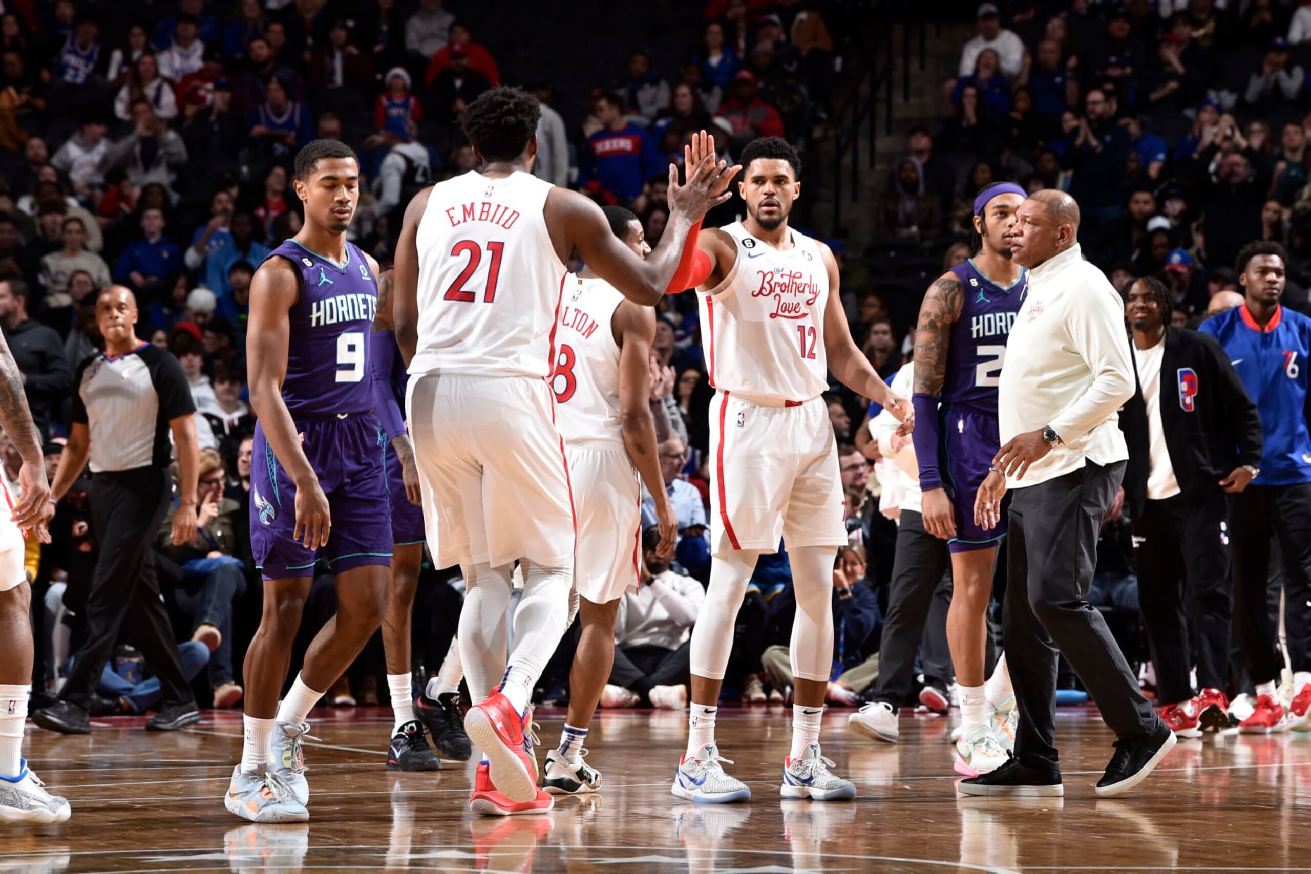 Joel Embiid and Tobias Harris