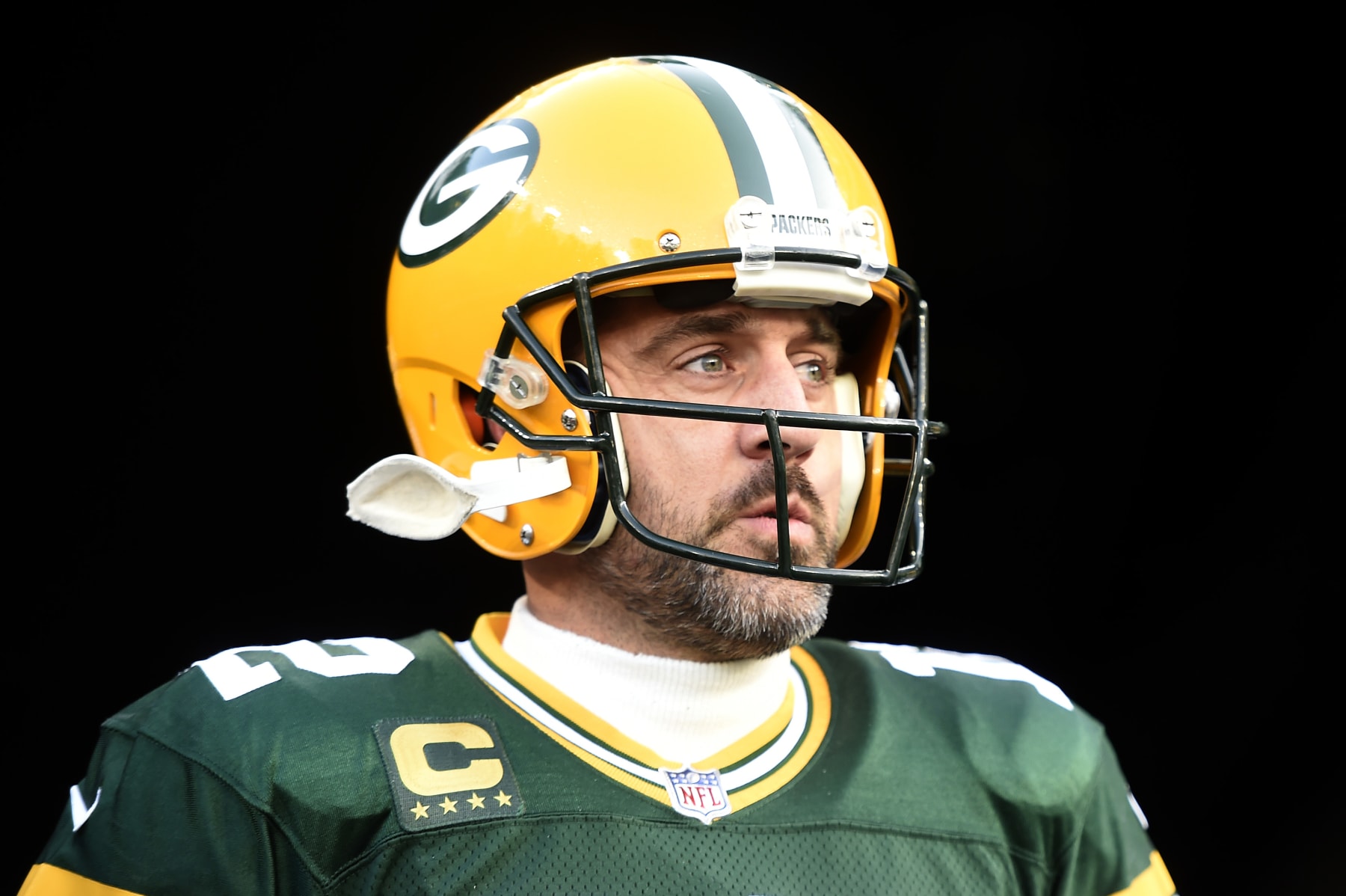 GREEN BAY, WISCONSIN - JANUARY 01: Aaron Rodgers #12 of the Green Bay Packers warms up prior to a game against the Minnesota Vikings at Lambeau Field on January 01, 2023 in Green Bay, Wisconsin. (Photo by Kayla Wolf/Getty Images)