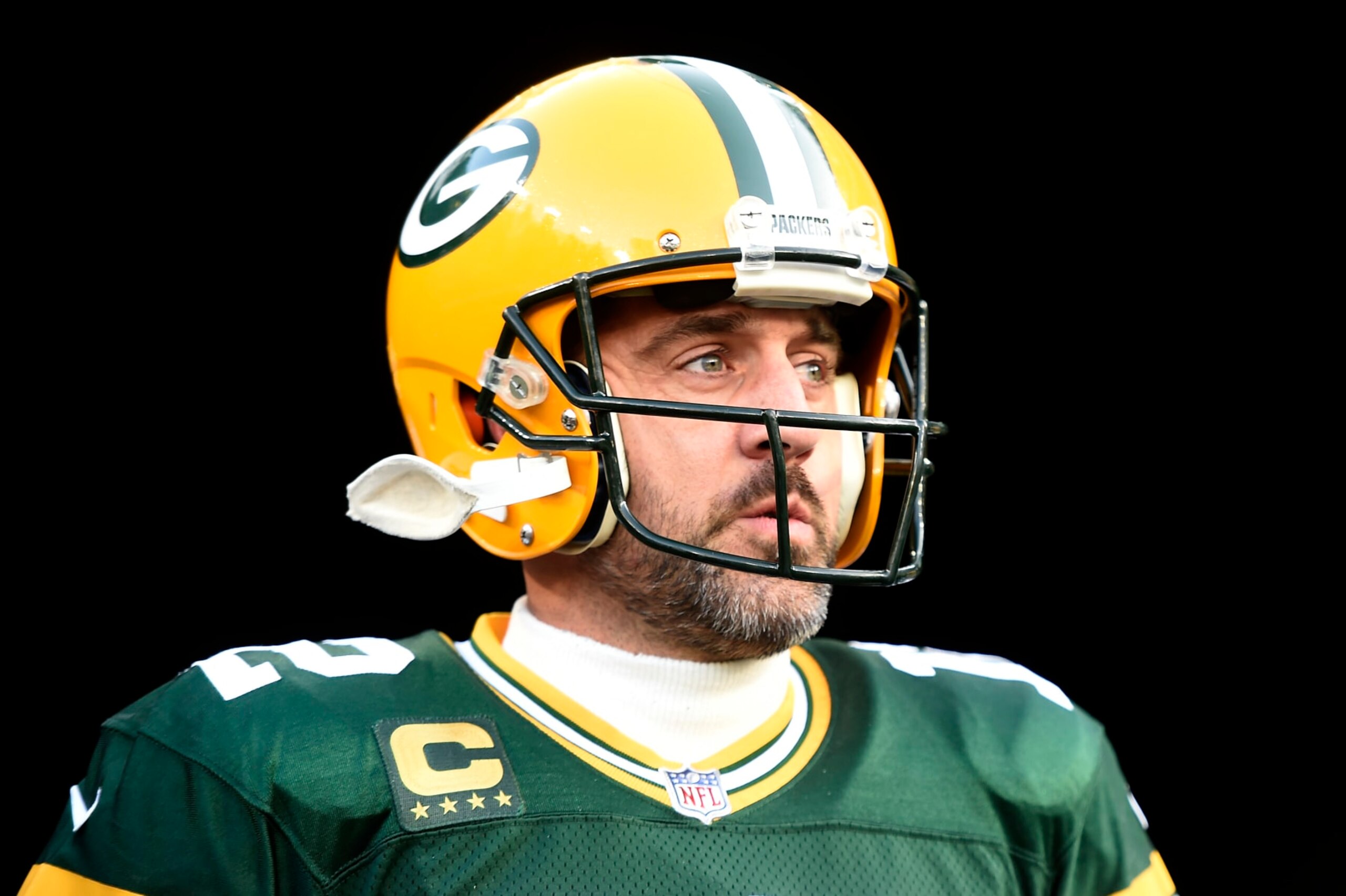 GREEN BAY, WISCONSIN - JANUARY 01: Aaron Rodgers #12 of the Green Bay Packers warms up prior to a game against the Minnesota Vikings at Lambeau Field on January 01, 2023 in Green Bay, Wisconsin. (Photo by Kayla Wolf/Getty Images)