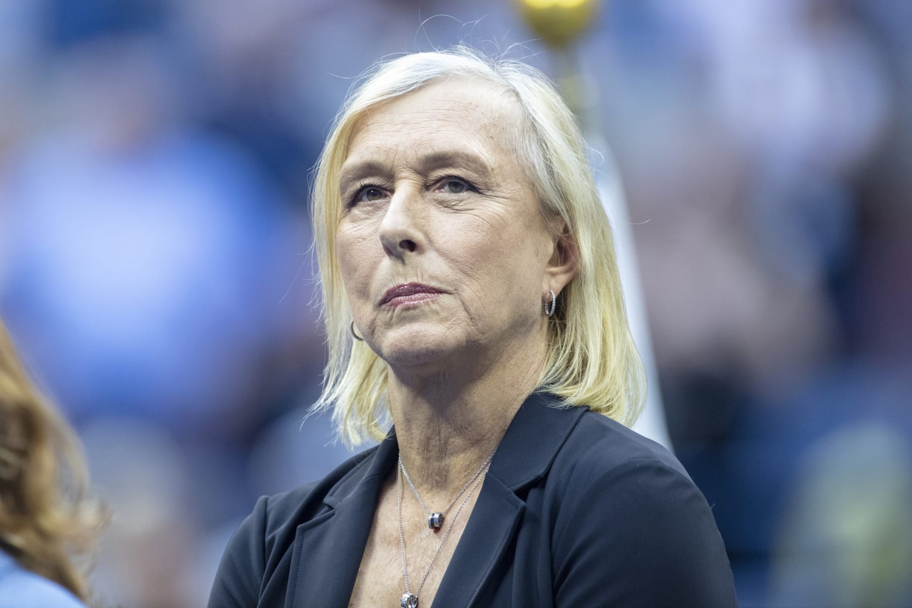 NEW YORK, USA, September 10: Martina Navratilova before presenting the winner's trophy to Iga Swiatek of Poland at the presentation ceremony after the Women's Singles Final match on Arthur Ashe Stadium during the US Open Tennis Championship 2022 at the USTA National Tennis Centre on September 10th 2022 in Flushing, Queens, New York City. (Photo by Tim Clayton/Corbis via Getty Images)