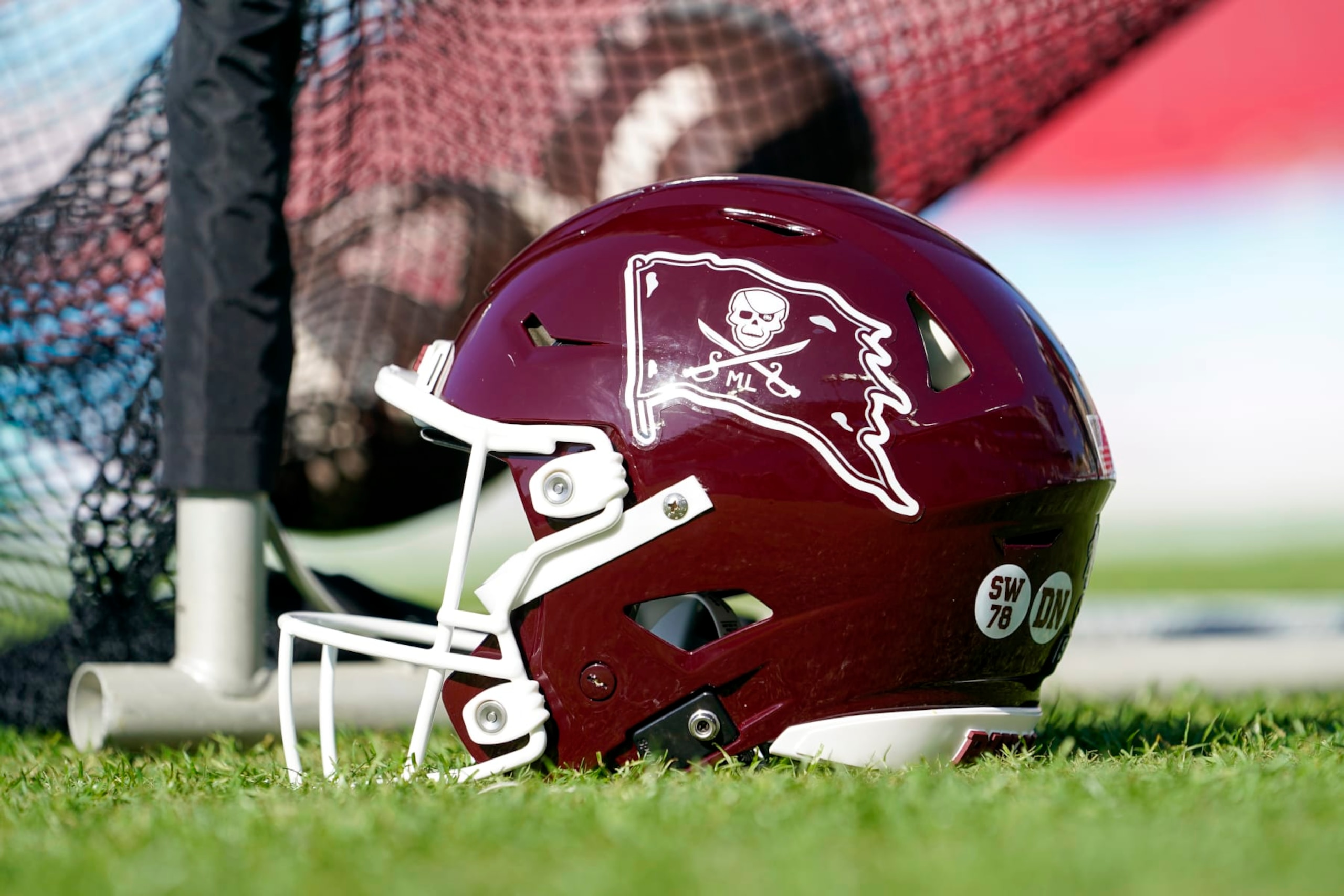 TAMPA, FL - JANUARY 02: Mississippi State Bulldogs tribute to Mike Leach on their helmets before the ReliaQuest Bowl college football game against the Illinois Fighting Illini at Raymond James Stadium in Tampa FL on January 2, 2023. (Photo by Chris Leduc/Icon Sportswire via Getty Images)