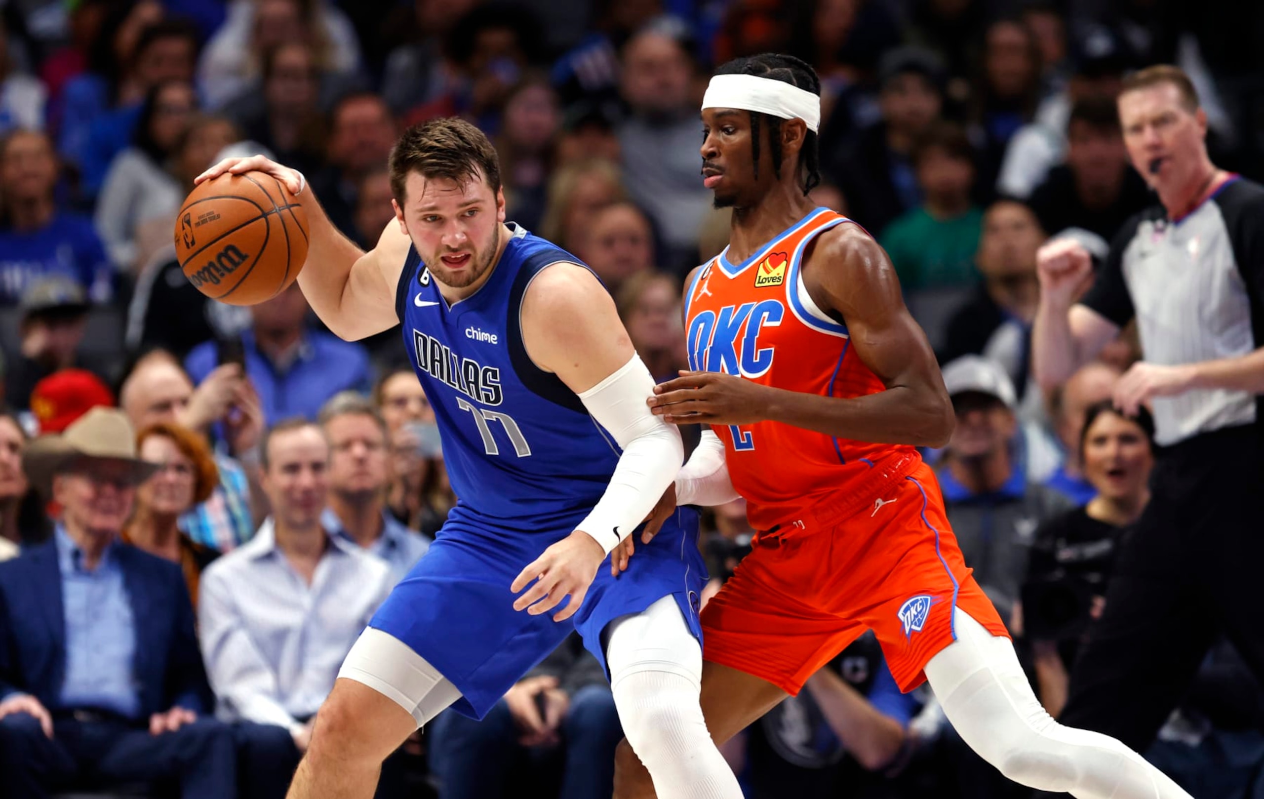 Luka Doncic (left) and Shai Gilgeous-Alexander (right). Luka Doncic (left) and Shai Gilgeous-Alexander (right).