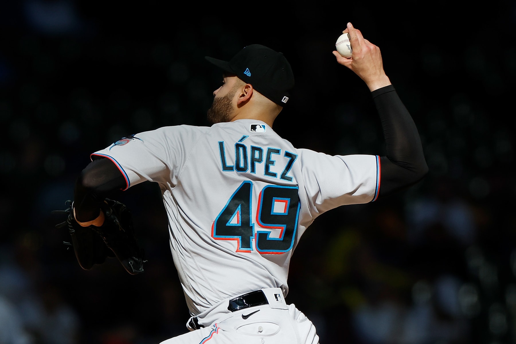 MILWAUKEE, WISCONSIN - OCTOBER 02: Pablo Lopez #49 of the Miami Marlins throws a pitch against the Milwaukee Brewers at American Family Field on October 02, 2022 in Milwaukee, Wisconsin. (Photo by John Fisher/Getty Images)