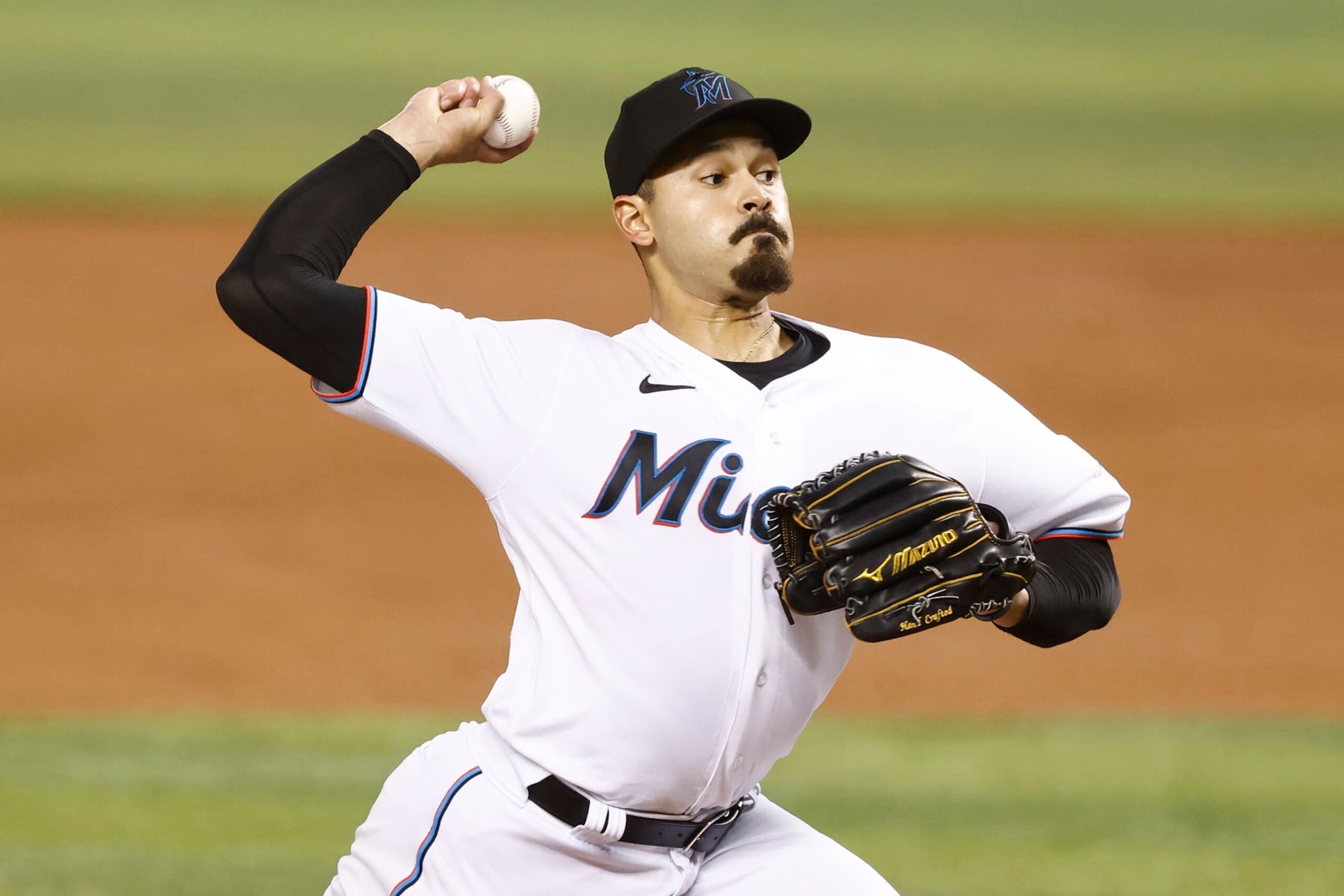 MIAMI, FLORIDA - JULY 06: Pablo Lopez #49 of the Miami Marlins delivers a pitch against the Los Angeles Dodgers during the first inning at loanDepot park on July 06, 2021 in Miami, Florida. (Photo by Michael Reaves/Getty Images) MIAMI, FLORIDA - JULY 06: Pablo Lopez #49 of the Miami Marlins delivers a pitch against the Los Angeles Dodgers during the first inning at loanDepot park on July 06, 2021 in Miami, Florida. (Photo by Michael Reaves/Getty Images)
