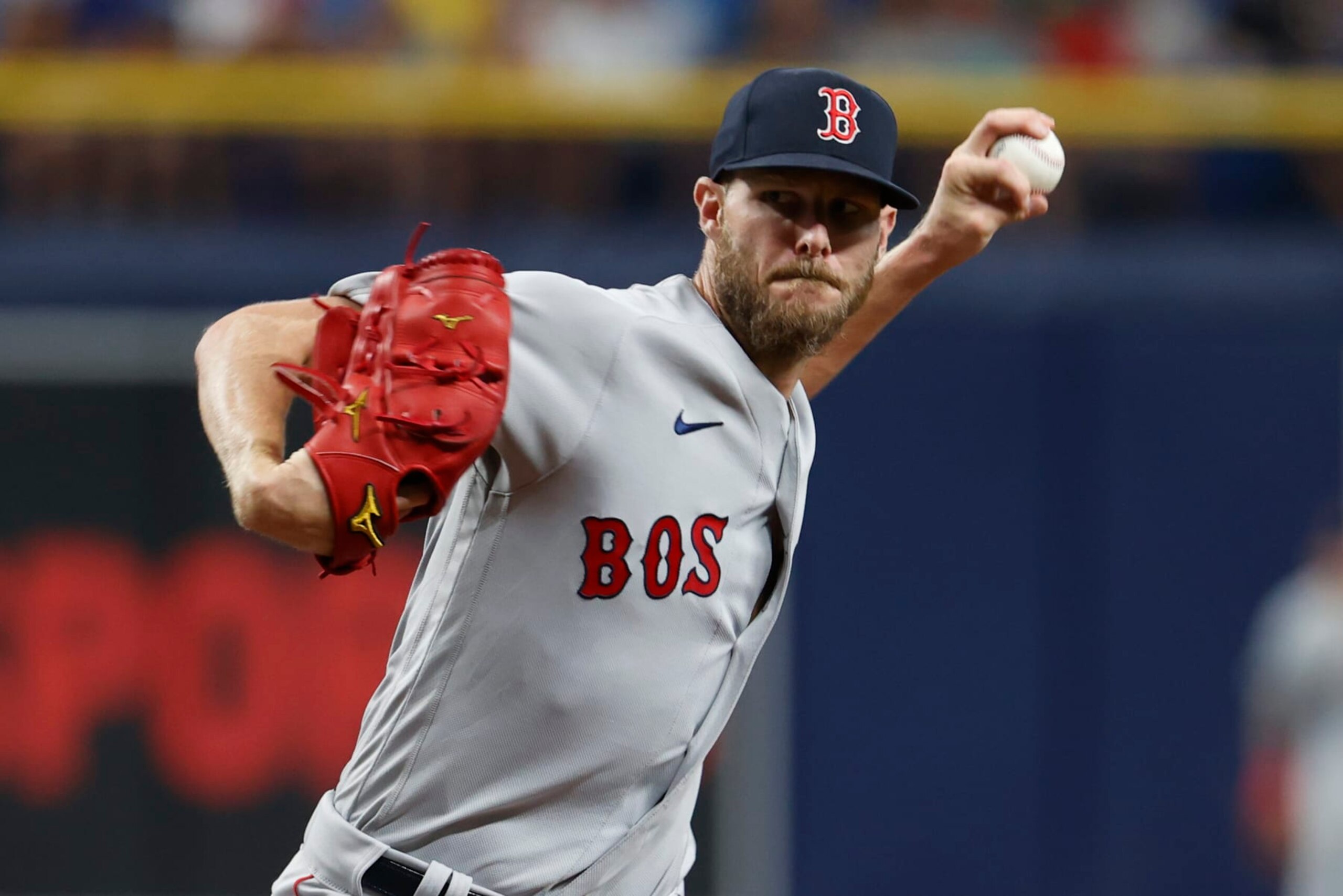 Boston Red Sox starting pitcher Chris Sale throws to Tampa Bay Rays batter during a baseball game Tuesday July 12, 2022, in St. Petersburg, Fla. (AP Photo/Scott Audette) Boston Red Sox starting pitcher Chris Sale throws to Tampa Bay Rays batter during a baseball game Tuesday July 12, 2022, in St. Petersburg, Fla. (AP Photo/Scott Audette)