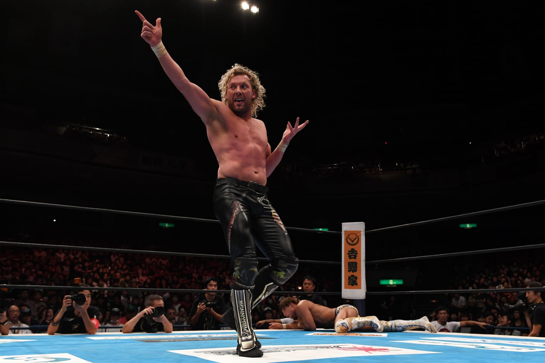 TOKYO, JAPAN - OCTOBER 08: Kenny Omega gestures in the 3 Way match between Kenny Omega, Cody and Kota Ibushi during the King of Pro-Wresting at Ryogoku Kokugikan on October 8, 2018 in Tokyo, Japan. (Photo by Etsuo Hara/Getty Images)