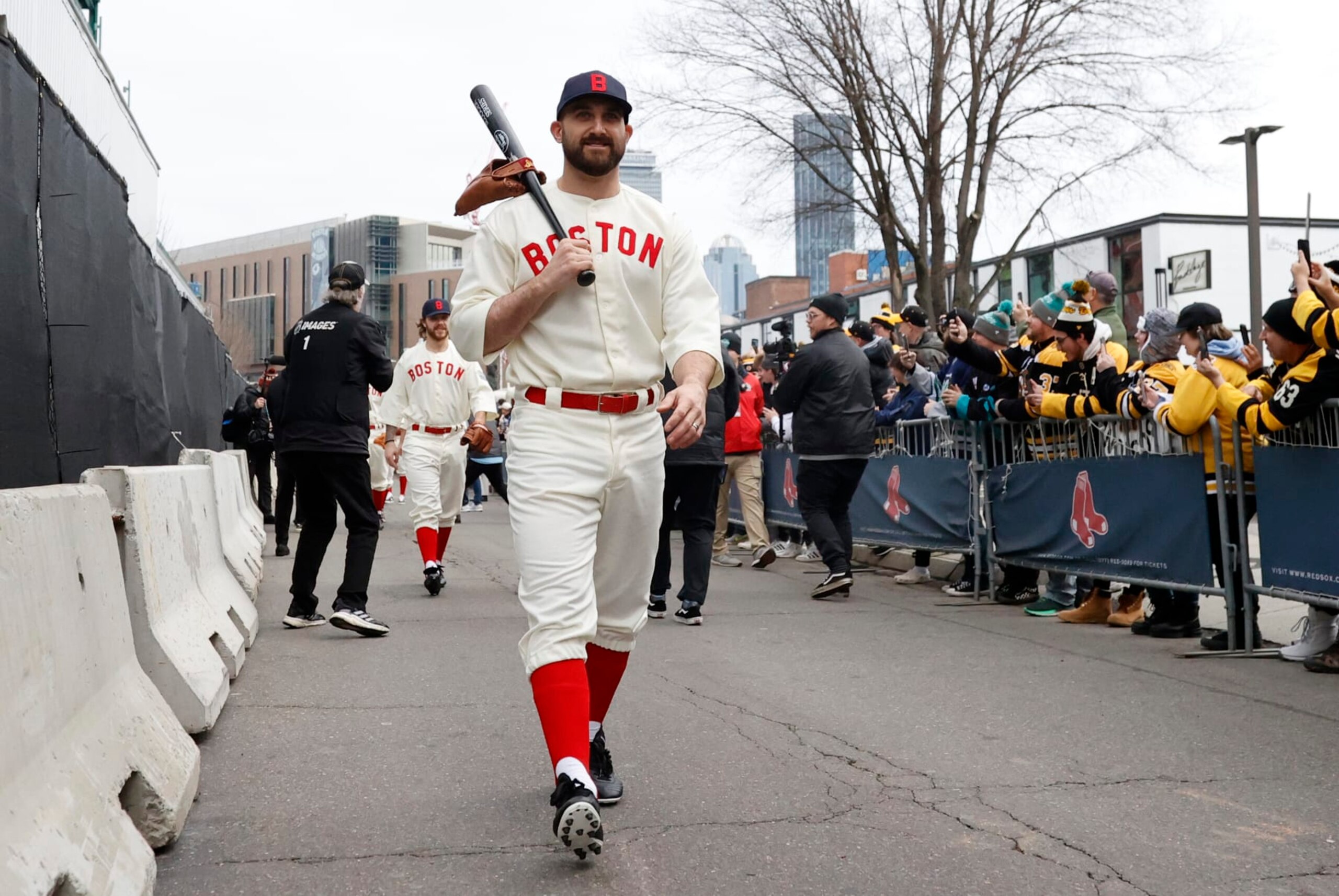 BOSTON, MA - JANUARY 02: Boston Bruins winger Nick Foligno (17) before the 2023 NHL Winter Classic between the Boston bruins and the Pittsburgh Penguins on January 2, 2023, at Fenway Park in Boston, Massachusetts. (Photo by Fred Kfoury III/Icon Sportswire via Getty Images)