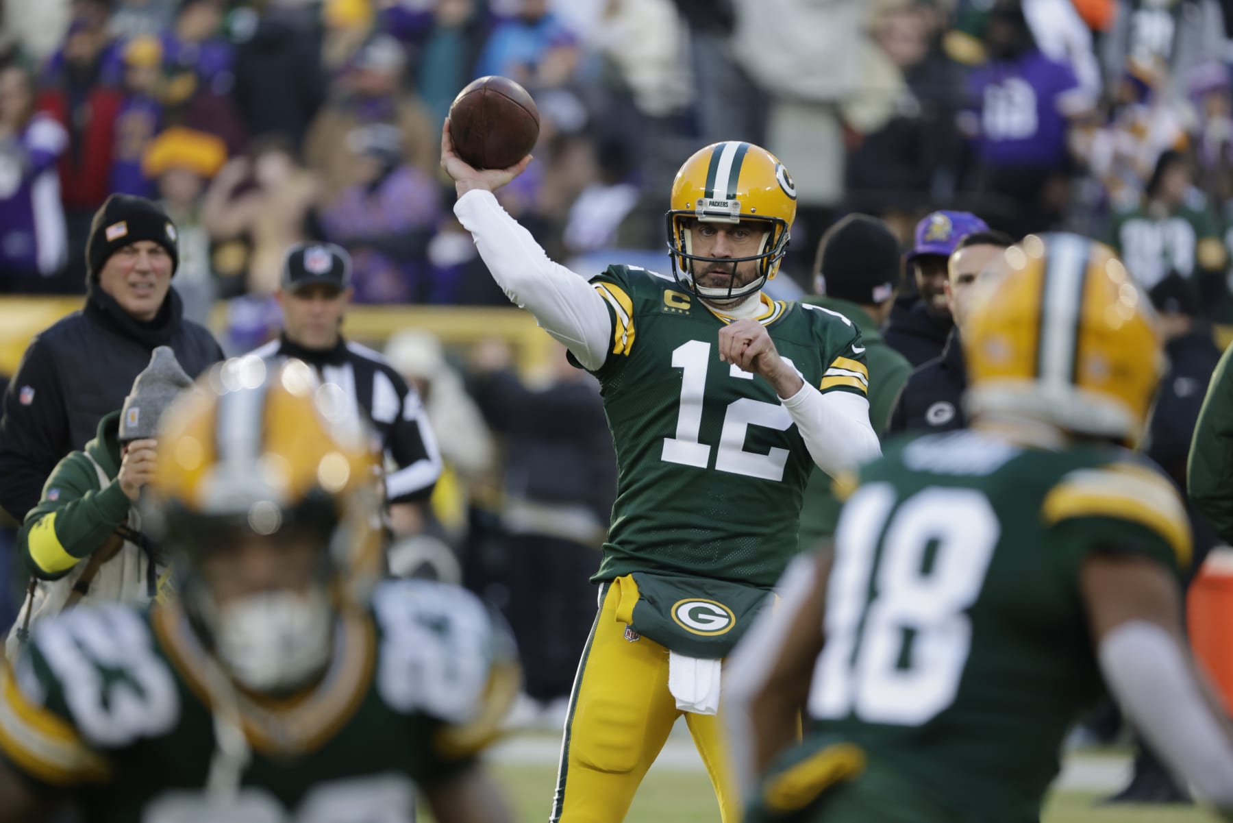 Green Bay Packers quarterback Aaron Rodgers (12) during an NFL football game Sunday, Jan. 1, 2023, in Green Bay, Wis. (AP Photo/Mike Roemer)