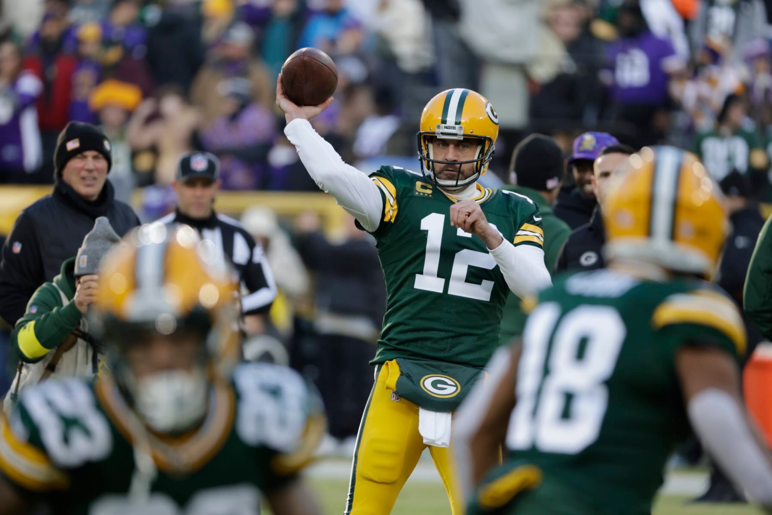 Green Bay Packers quarterback Aaron Rodgers (12) during an NFL football game Sunday, Jan. 1, 2023, in Green Bay, Wis. (AP Photo/Mike Roemer)